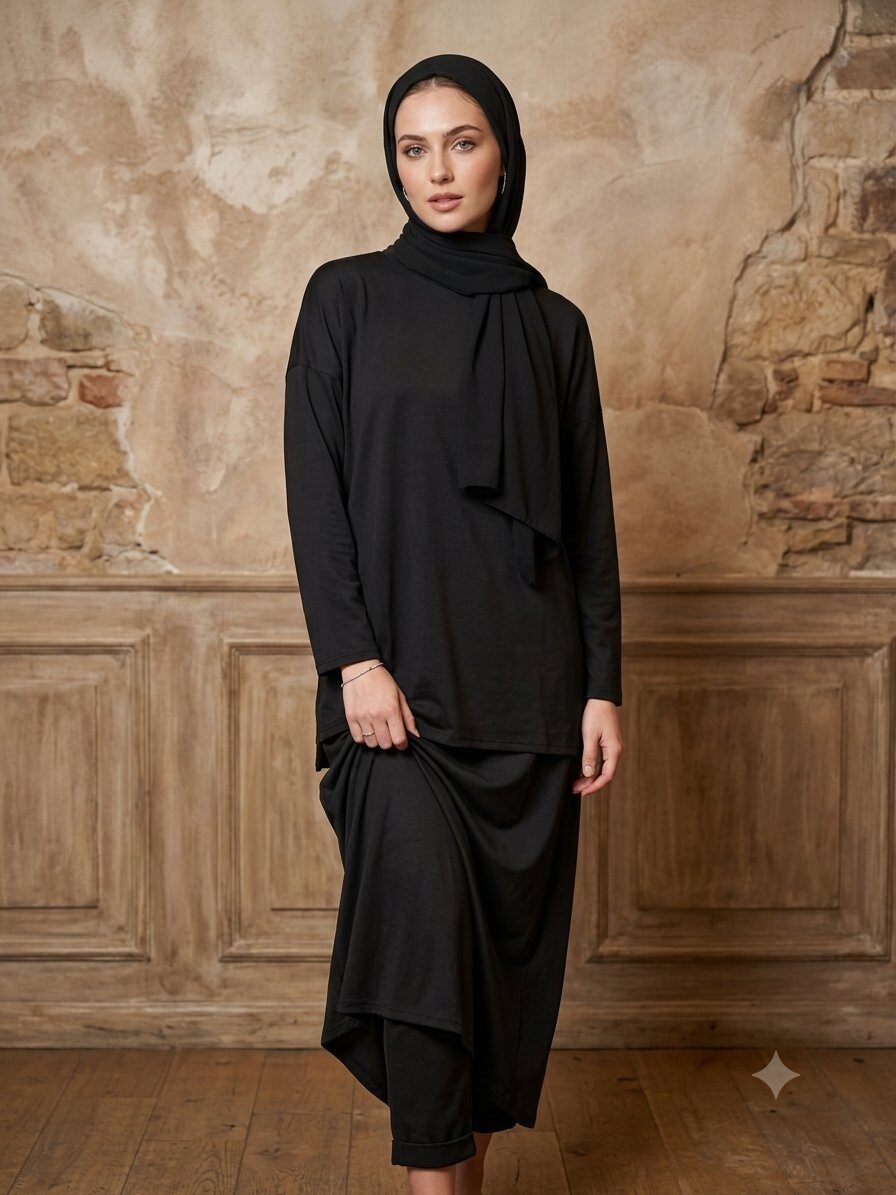 Mayorista My Style - Conjunto de burkini de 4 piezas con top, pañuelo, falda y leggings