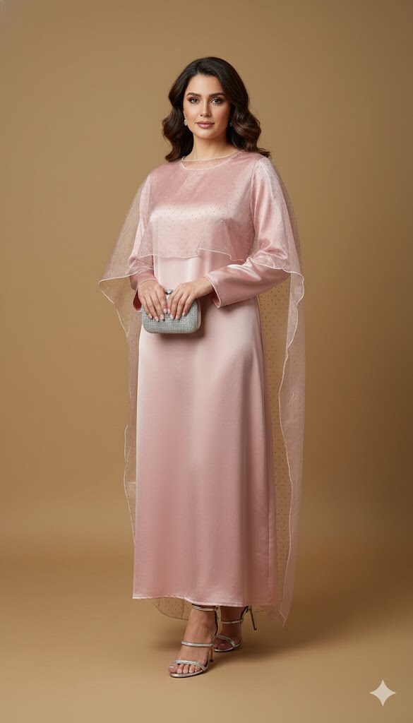 Wholesaler My Style - Satin dress and sequin cape set