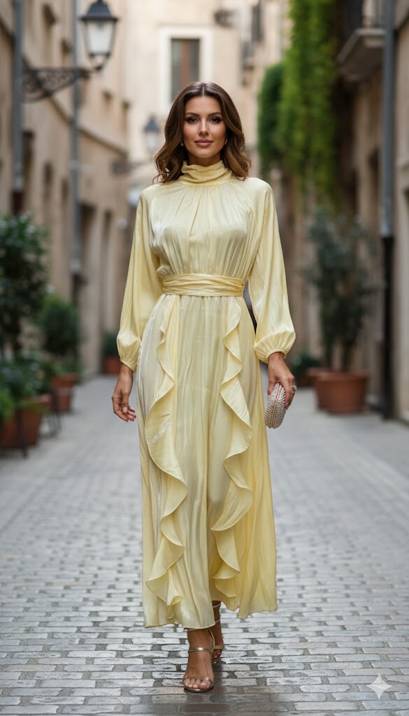 Wholesaler My Style - Long dress in shiny fabric