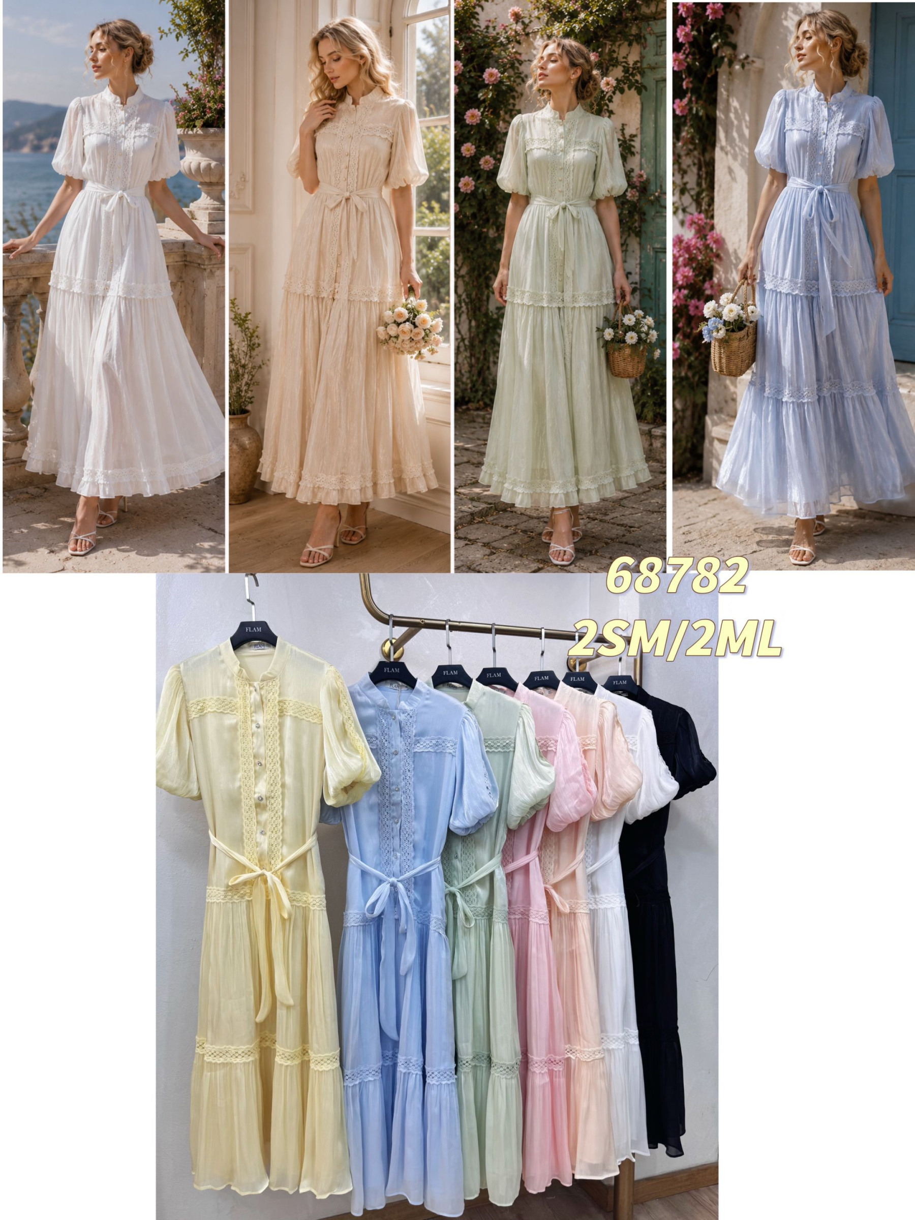 Long dress with puff sleeves | Paris Fashion Shops