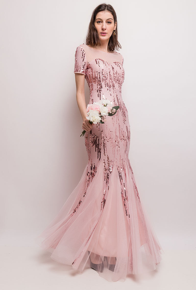 Großhändler My Style - Abendkleid mit Pailletten