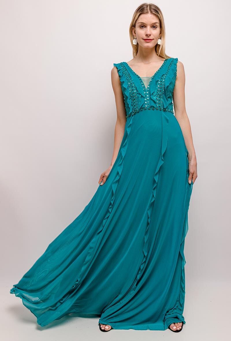 Großhändler My Style - Abendkleid mit Rüschen