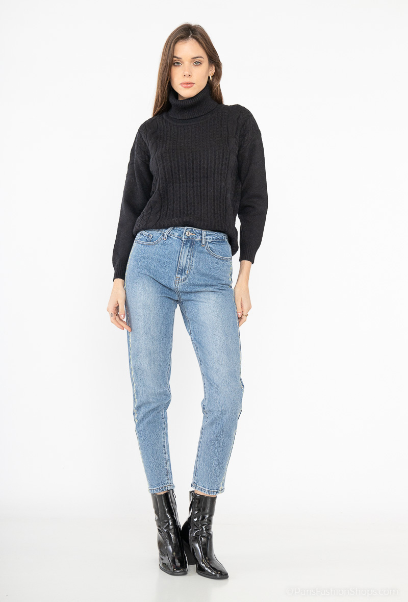 Wholesaler My Tina's - Fitted mom jeans with rhinestones