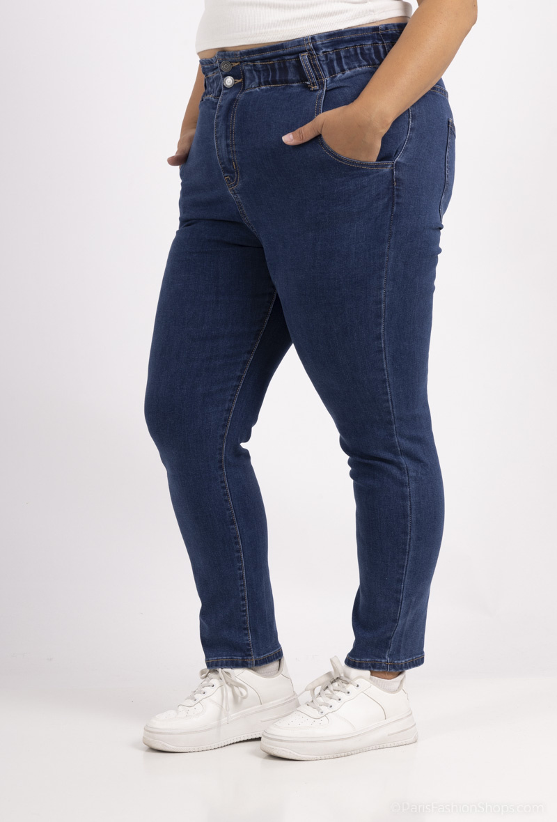 Wholesaler My Tina's - Elastic Waist Mom Jeans