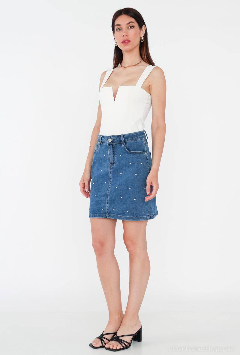 Wholesaler My Tina's - Rhinestone denim skirt