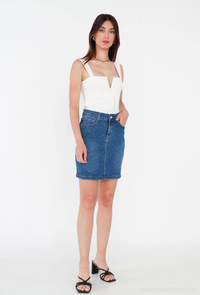 Wholesaler My Tina's - Rhinestone denim skirt