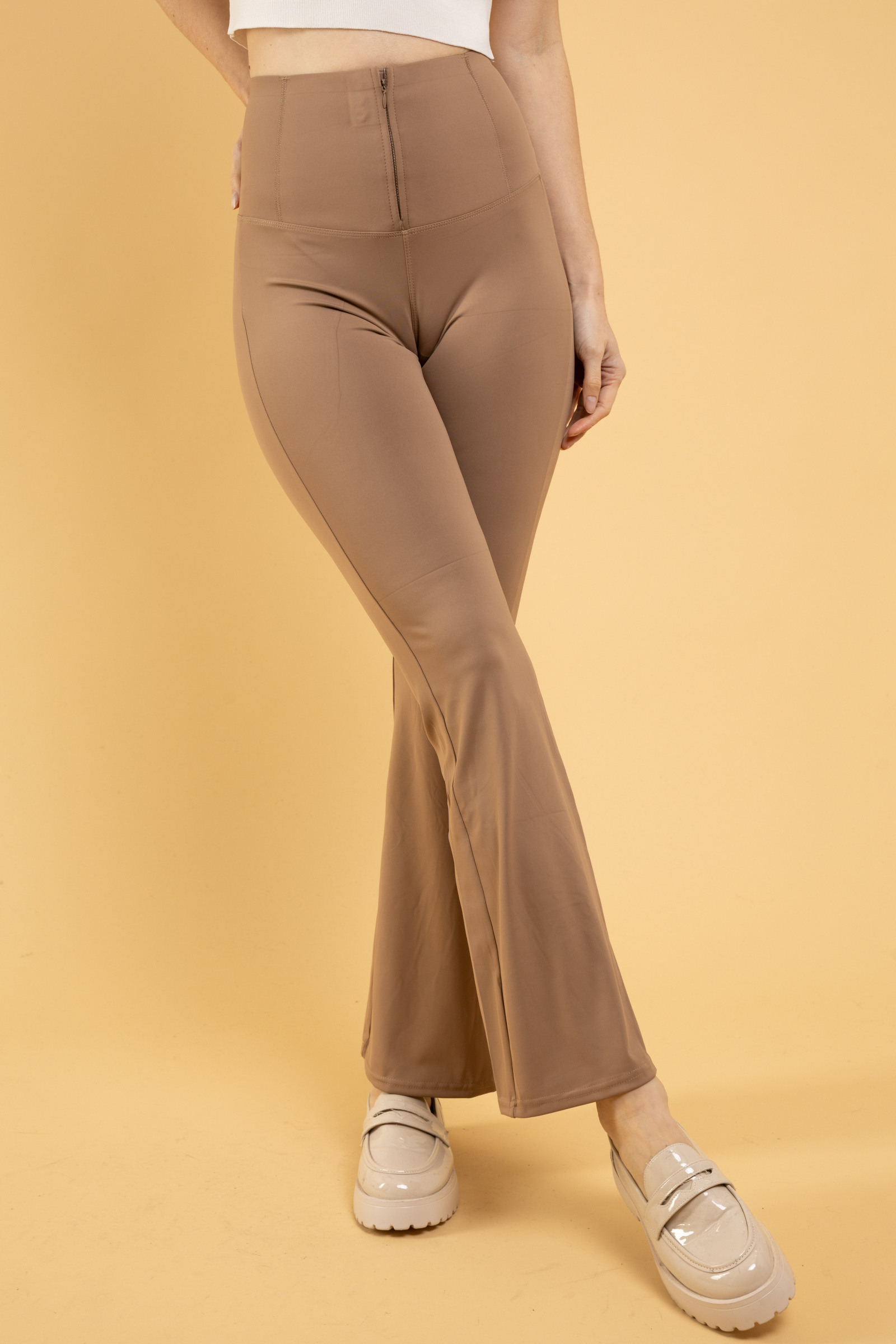 Großhändler Monday Premium - Hoch taillierte Schlagleggings mit Reißverschluss und Haken