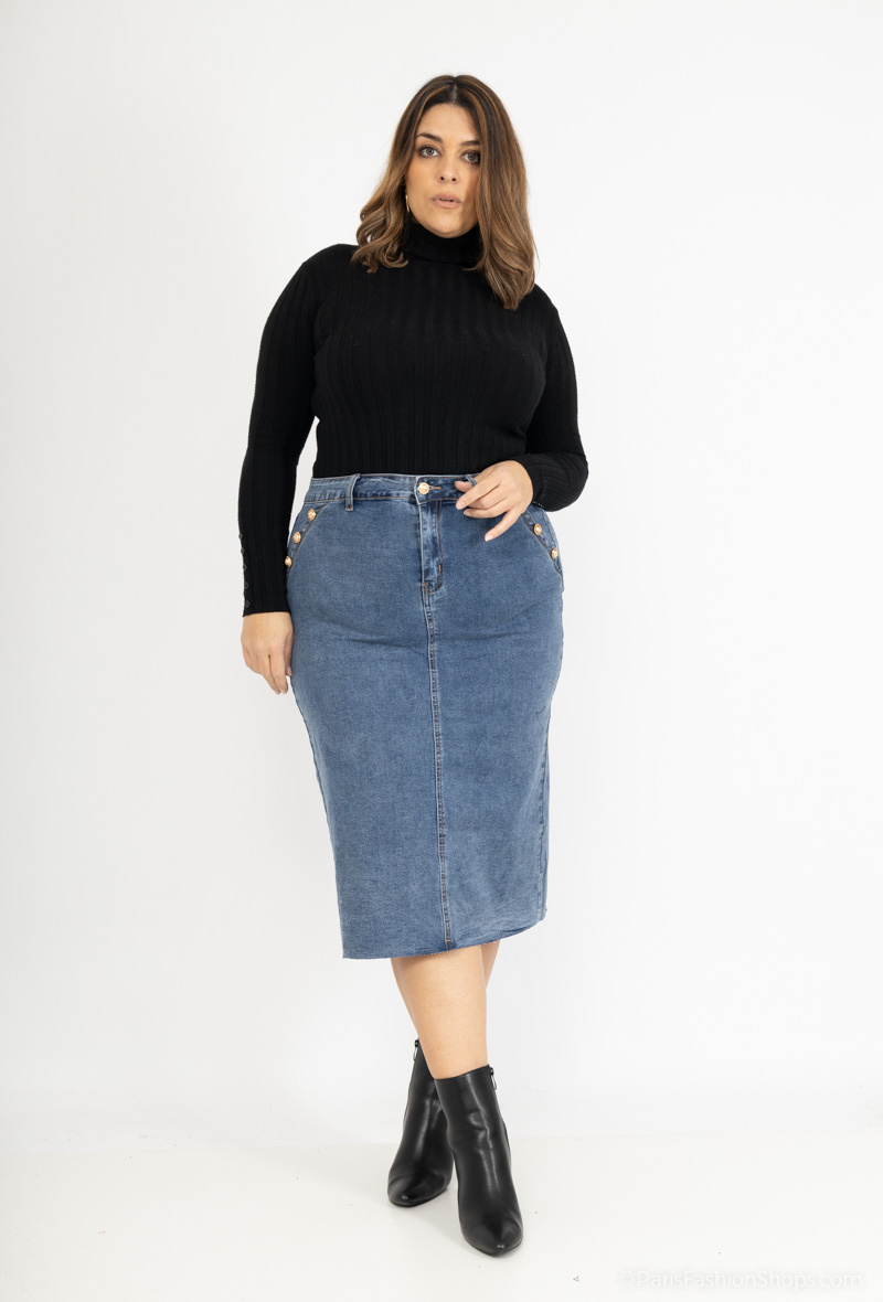 Wholesaler MyBestiny - Buttoned Denim SKIRT