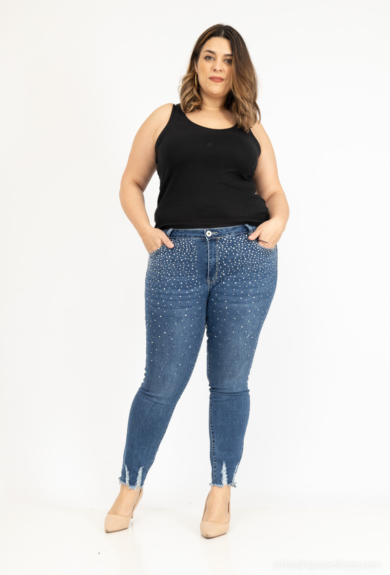 Wholesaler MyBestiny - Ripped jeans with rhinestones