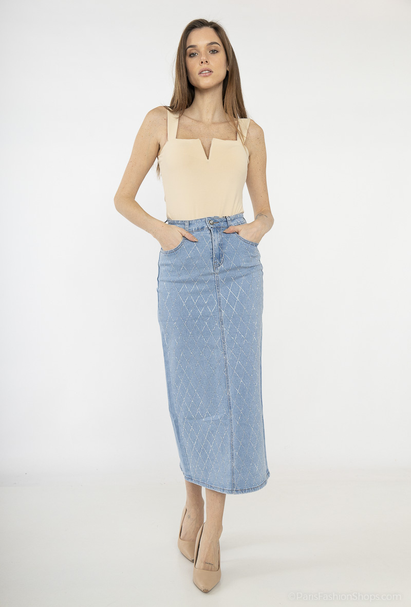 Wholesaler MyBestiny - Long denim skirt