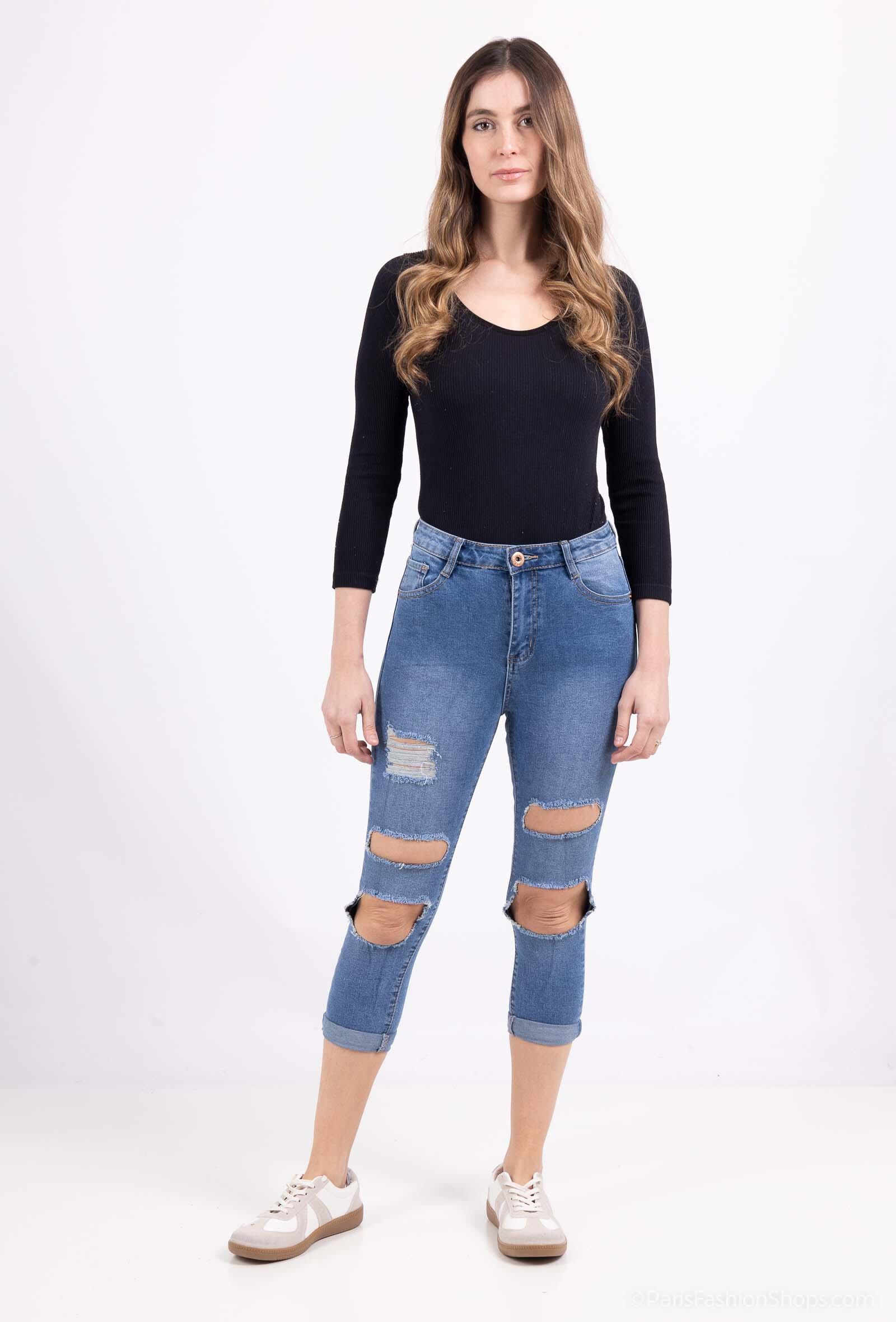 Wholesaler MyBestiny - Cropped ripped pants