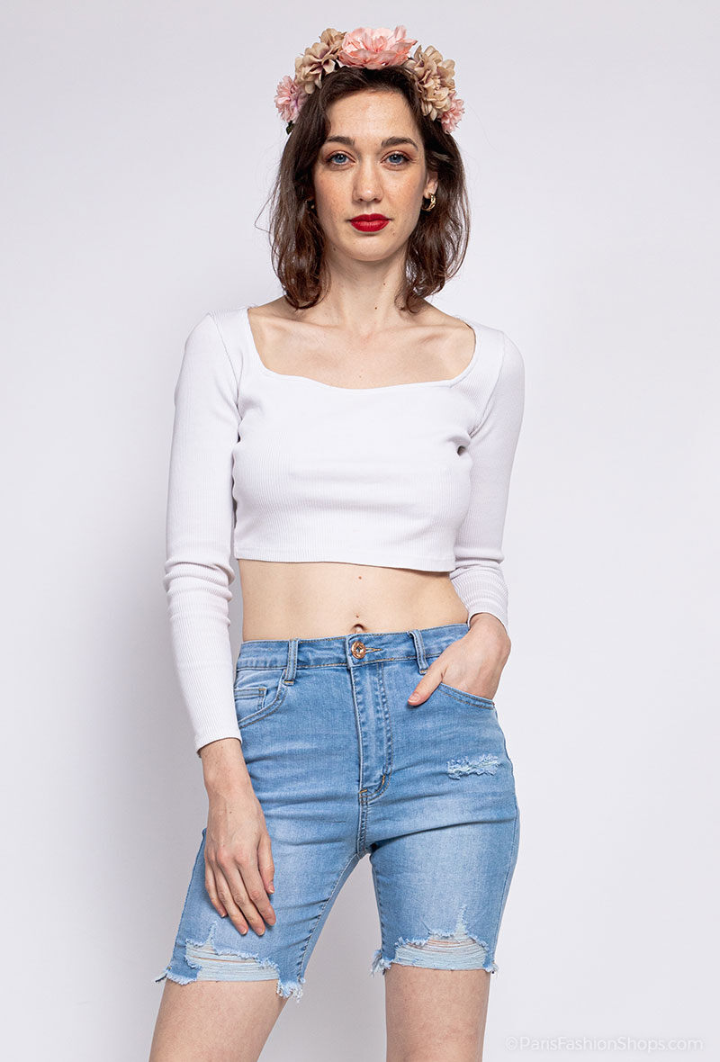 Grossiste MyBestiny - Short usé en jeans