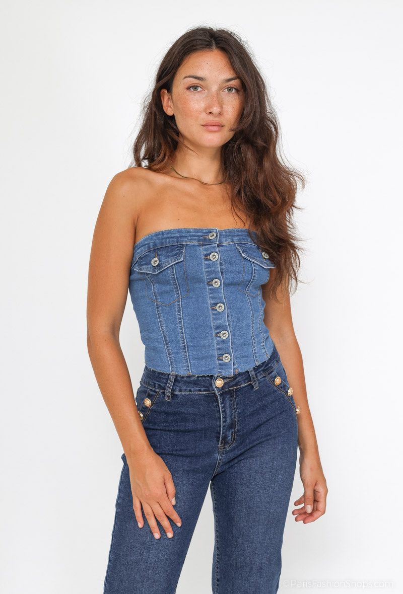 Wholesaler MyBestiny - Crop denim jacket