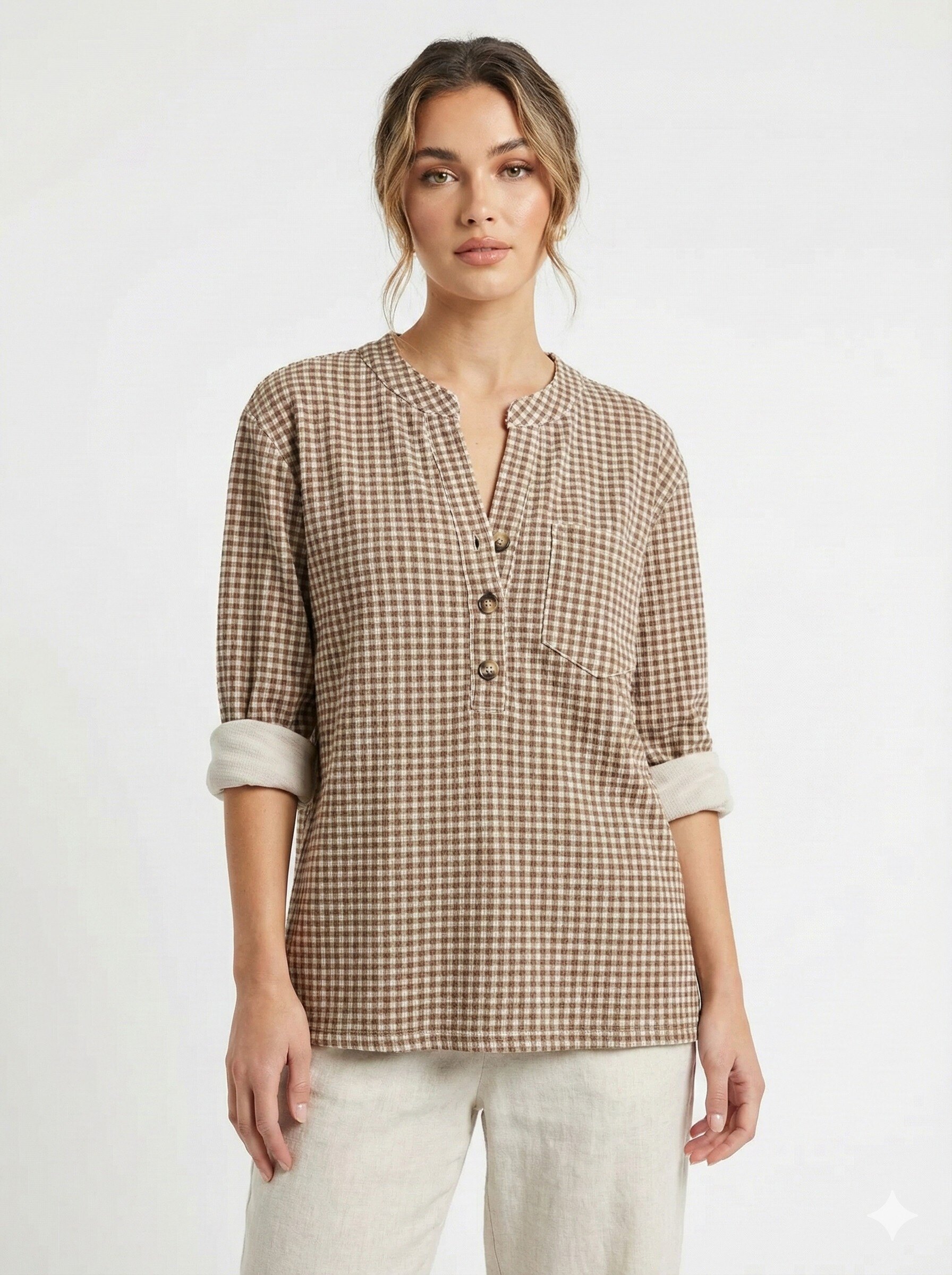 Mayorista Mylee - Blusa de efecto terciopelo a cuadros