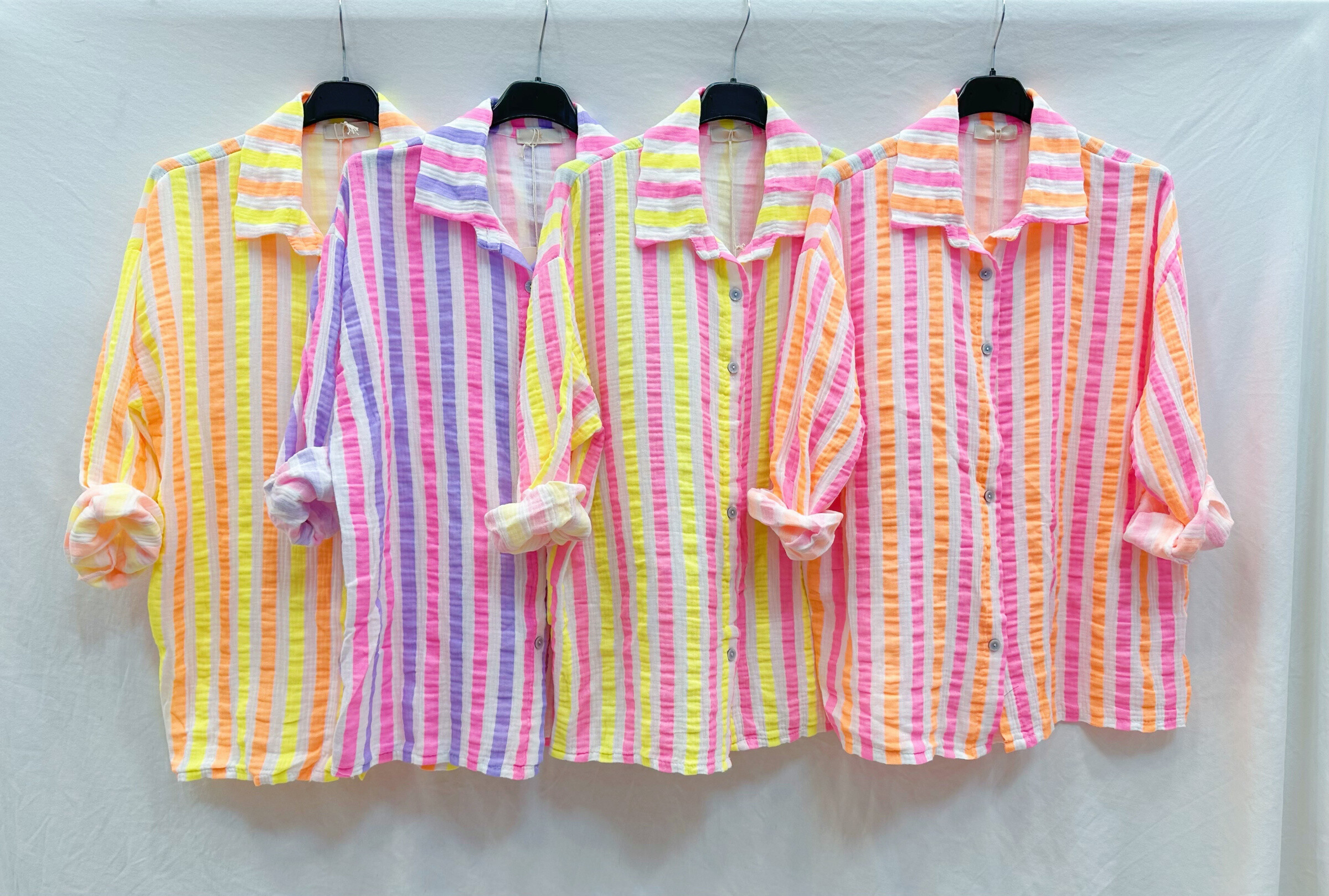 Wholesaler Mylee - Fluo striped cotton gauze shirt