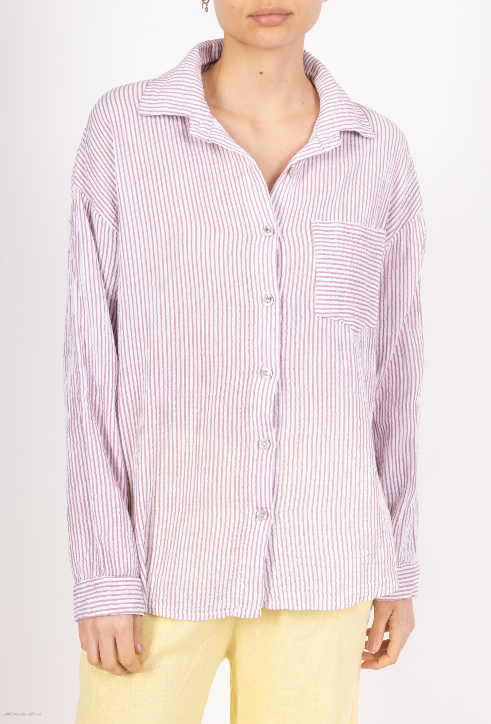 Wholesaler Mylee - Striped cotton gauze shirt with pocket