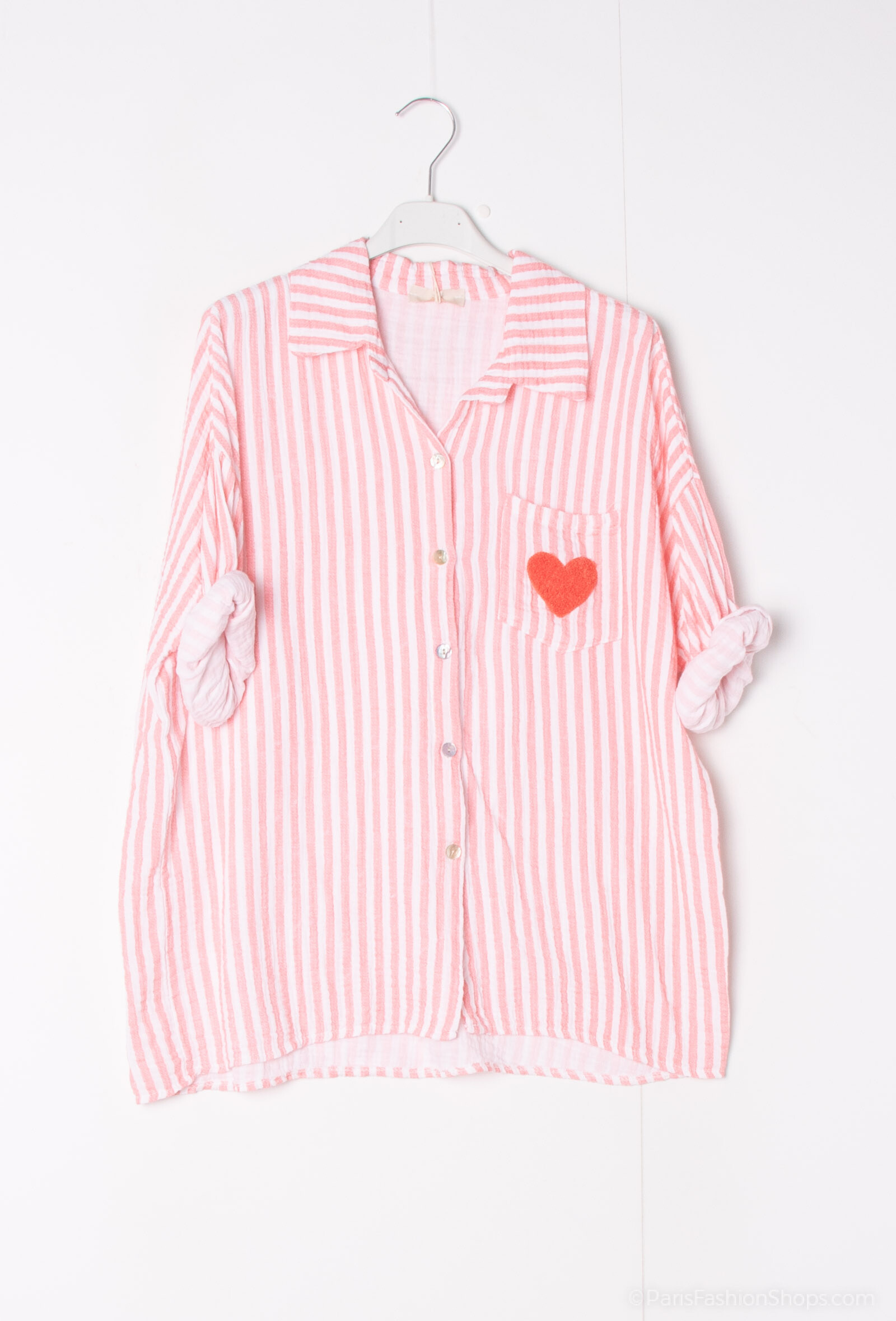 Grossiste Mylee - Chemise a Poche Brodée À Cœur