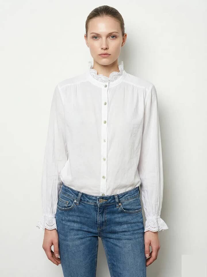 Grossista Mylee - Camicia con Colletto a Volant e Ricamo Inglese