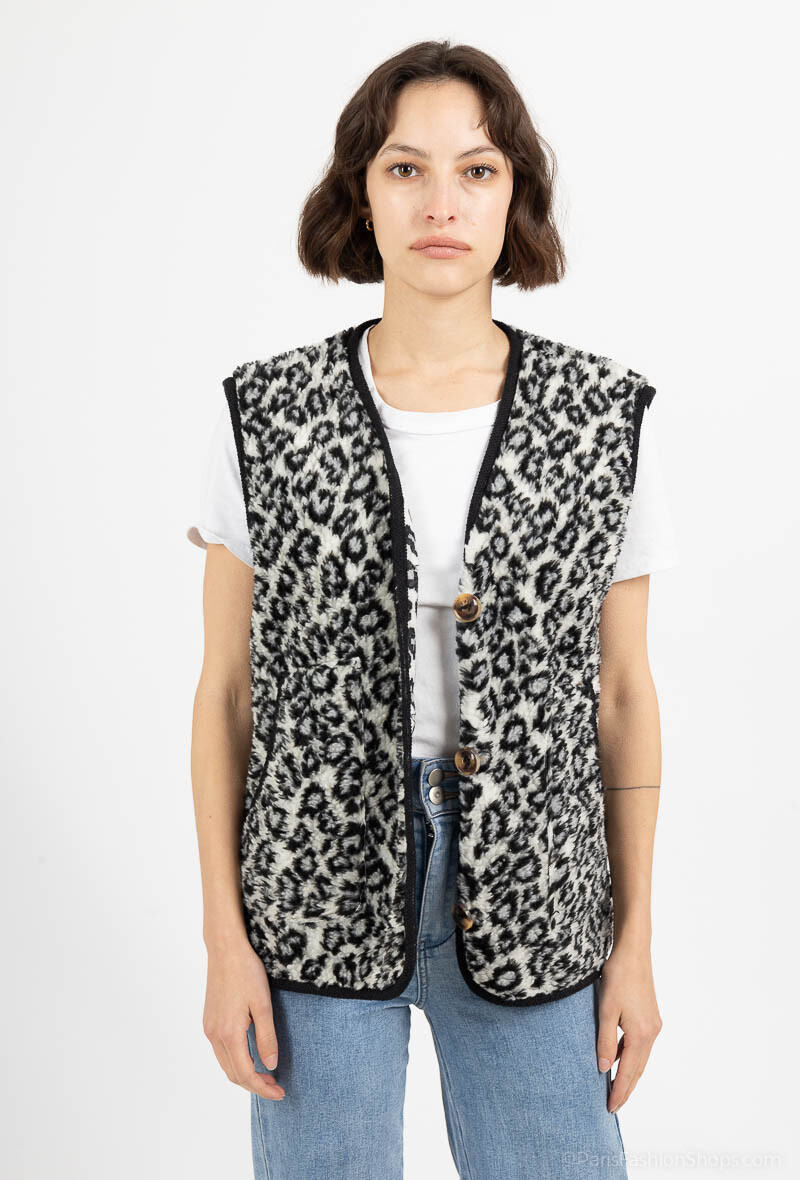 Wholesaler Mylee - Leopard-print buttoned fleece vest