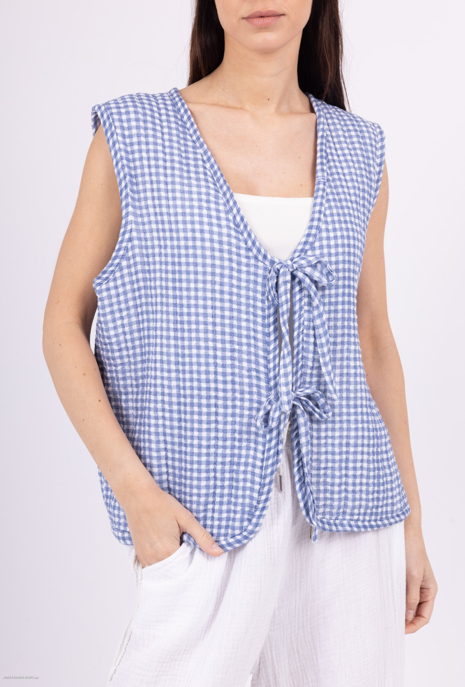Wholesaler Mylee - Quilted vest printed in Vichy