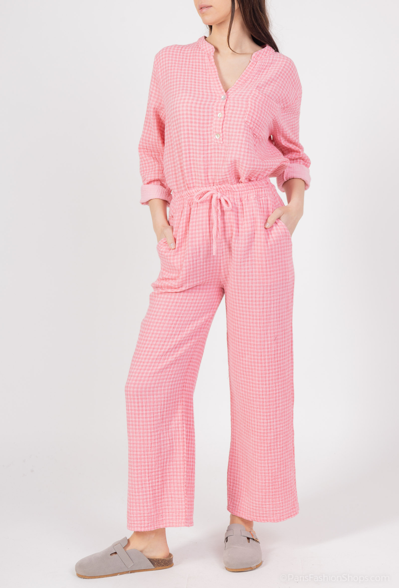 Wholesaler Mylee - Cotton gauze pants in Vichy