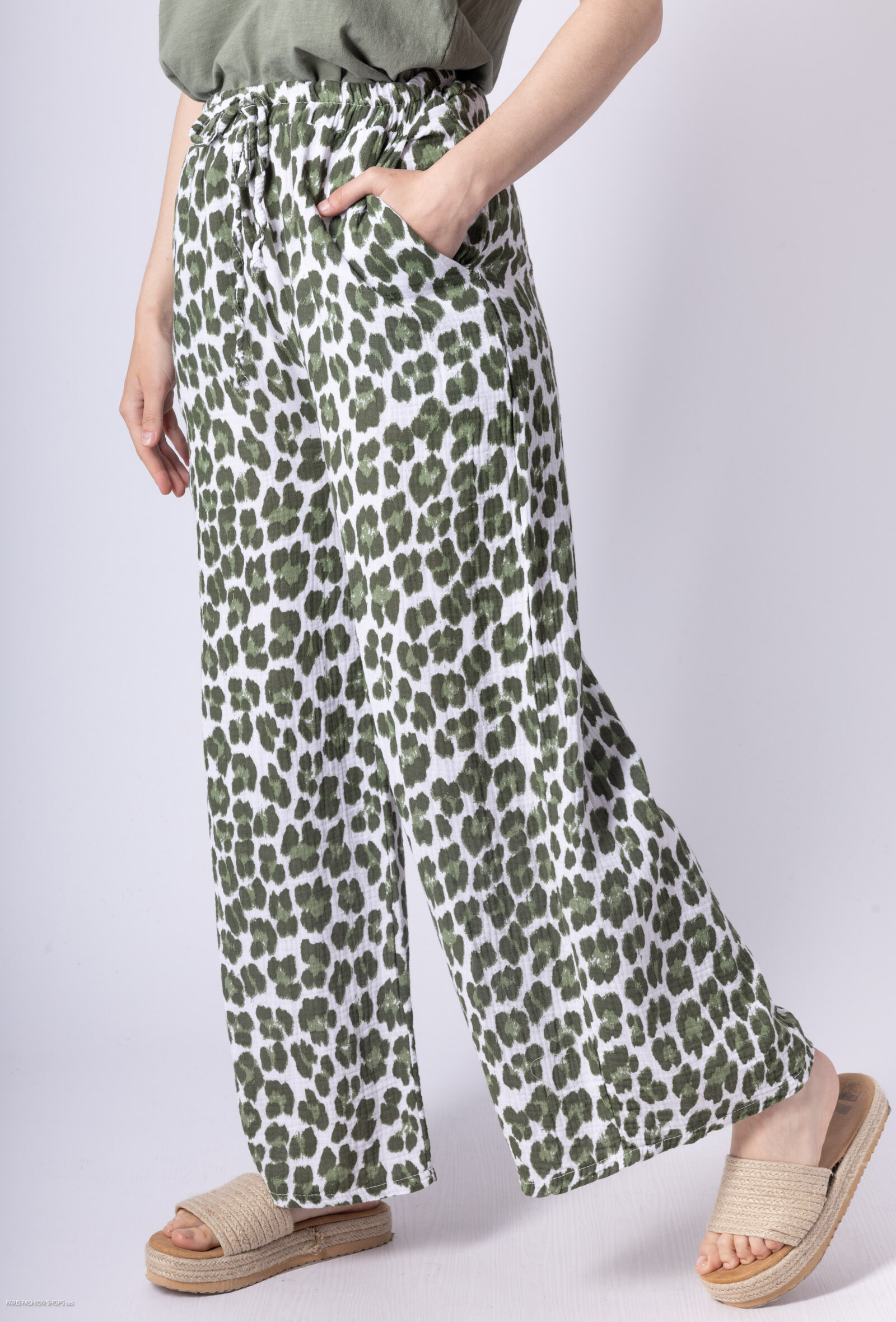 Grossiste Mylee - Pantalon En Gaze De Coton A Léopard