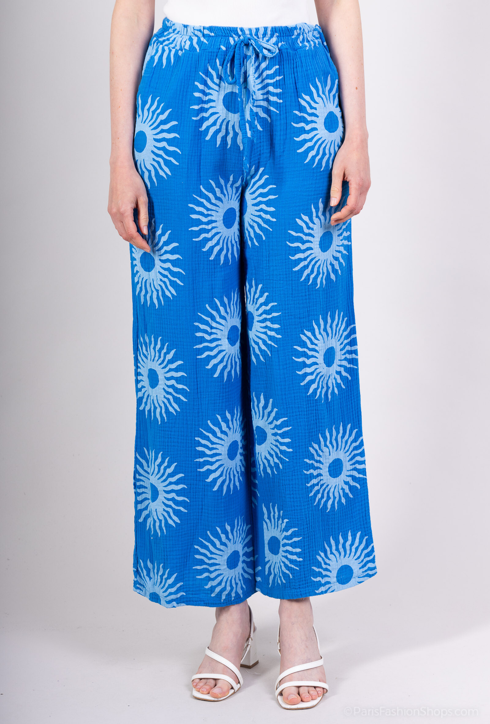Wholesaler Mylee - Pants in cotton gauze printed in sun