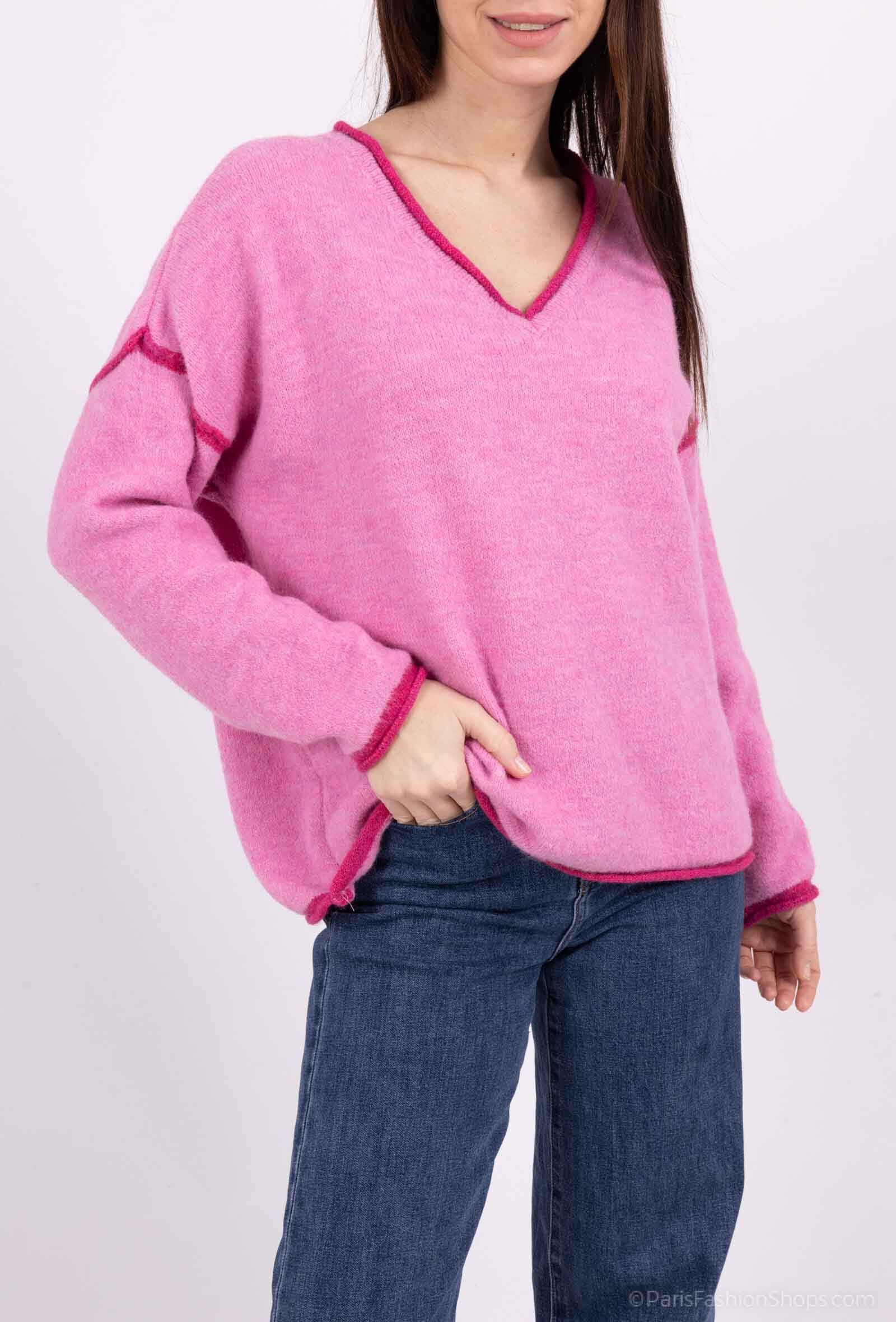 Wholesaler Mylee - Oversized double color border sweater