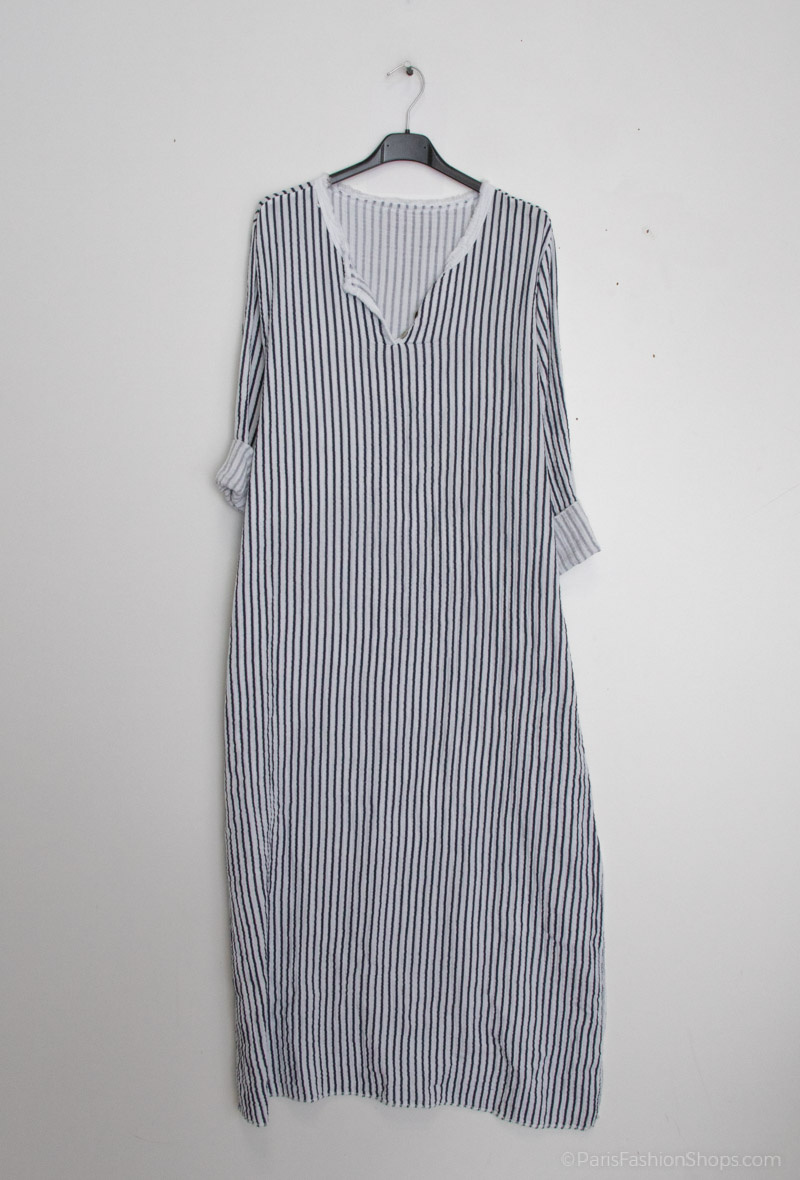 Wholesaler Mylee - Long striped cotton gauze dress with buttons