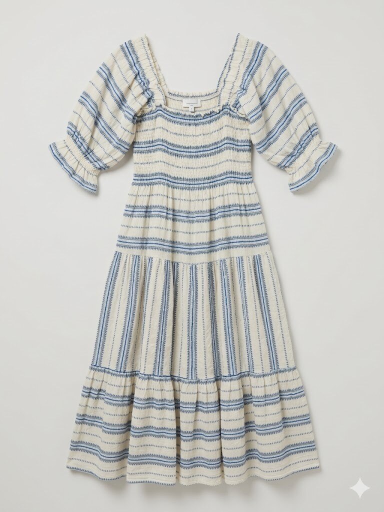 Grossiste Mylee - Robe Longue Smockée à Rayures Bohème