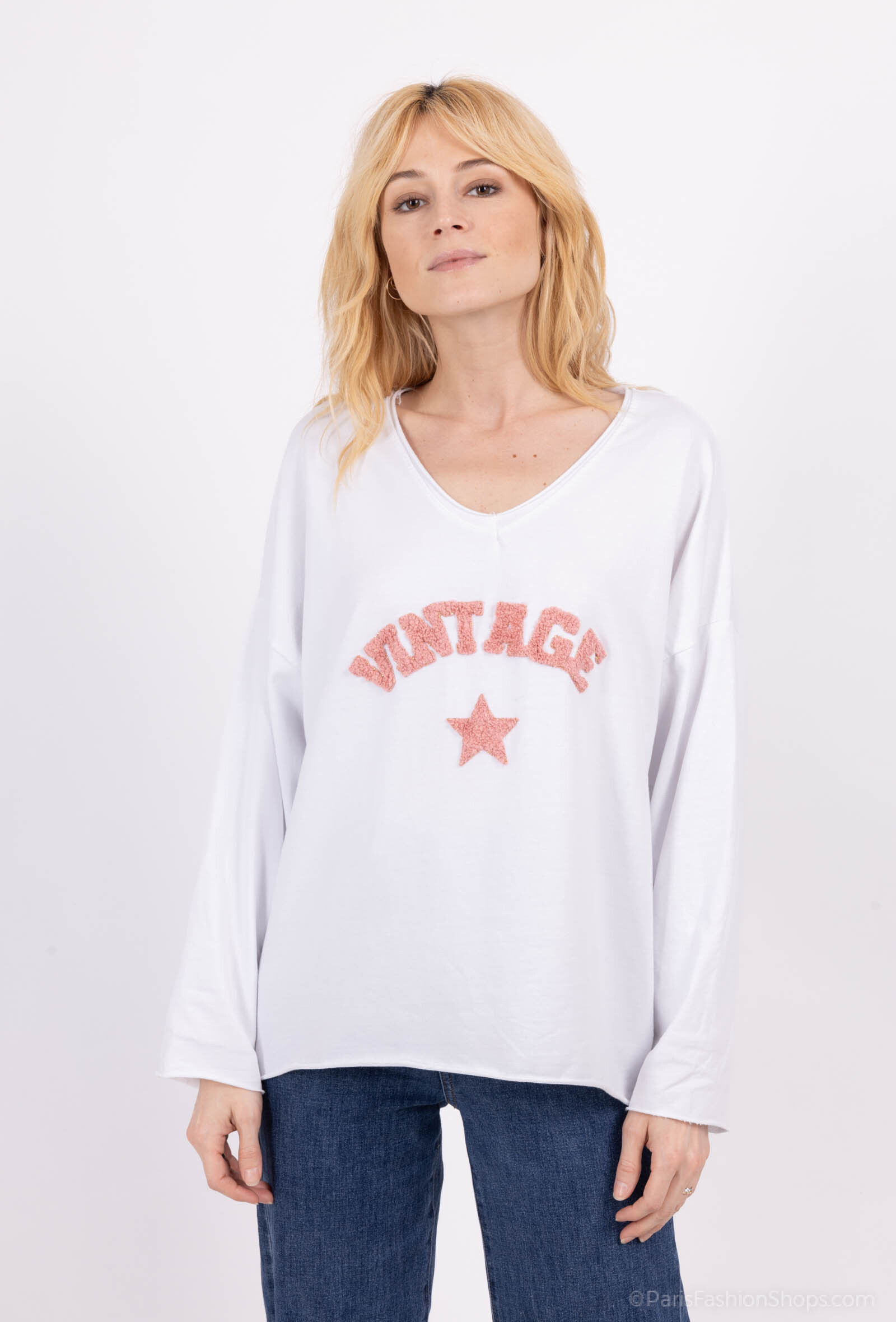Großhändler Mylee - Vintage-Sweatshirt mit Sternstickerei