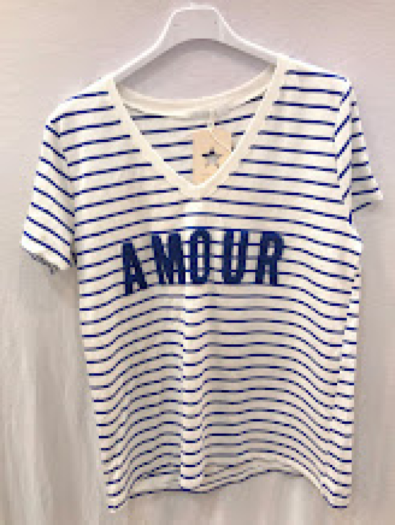 Mayorista Mylee - Camiseta AMOUR rayas bordada