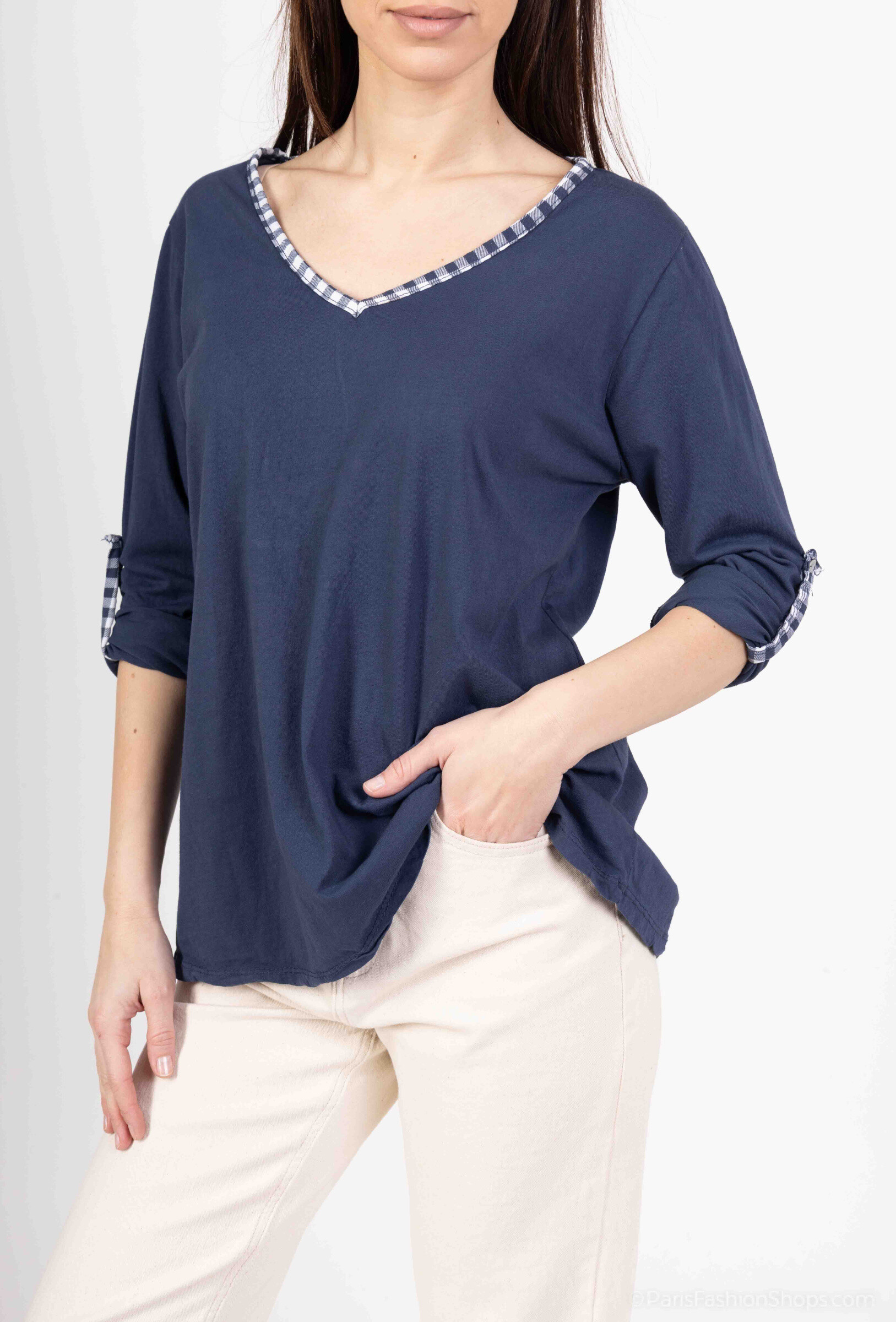 Wholesaler Mylee - Col à Vichy t-shirt