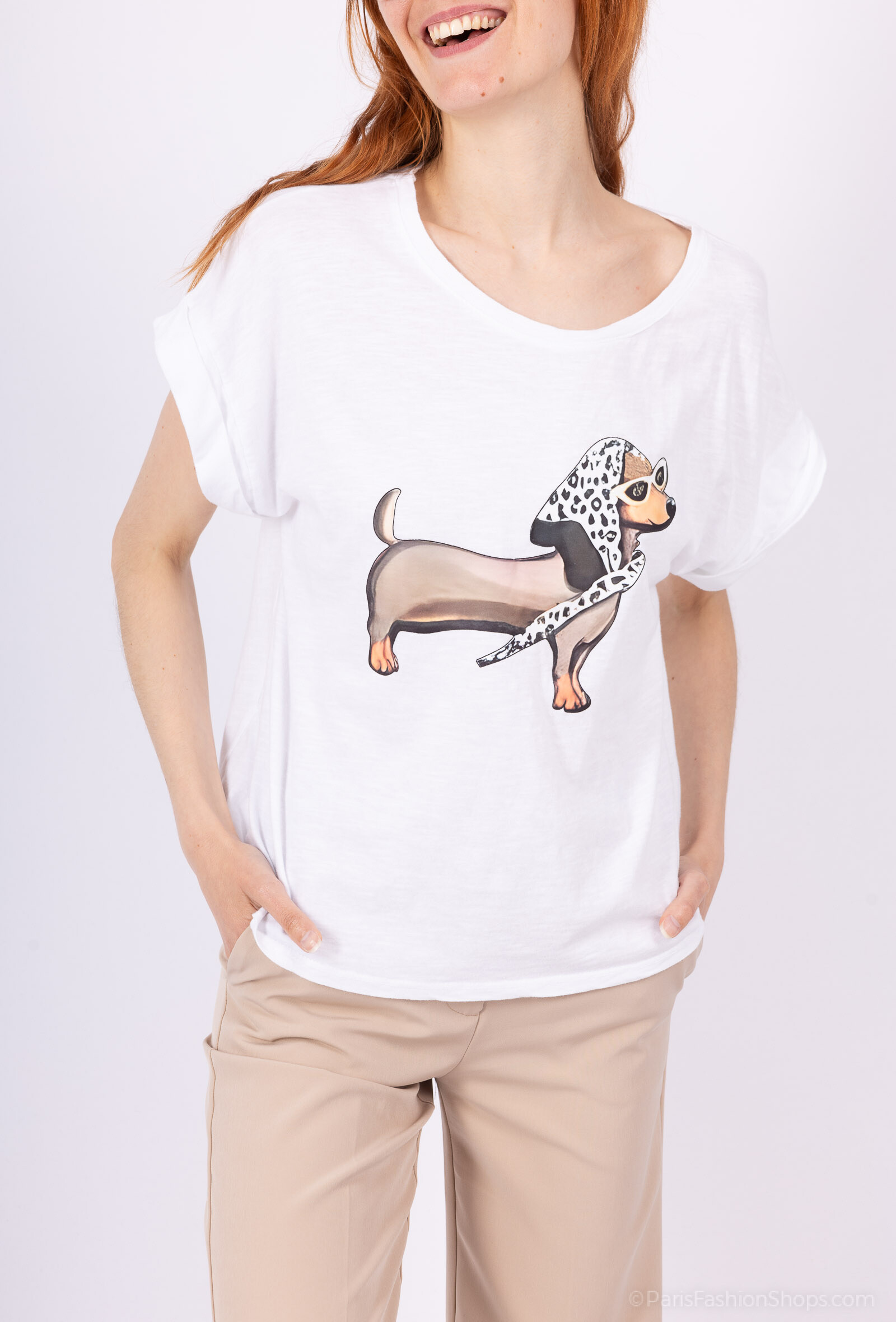 Großhändler Mylee - Hot Dog bedrucktes Baumwoll-T-Shirt