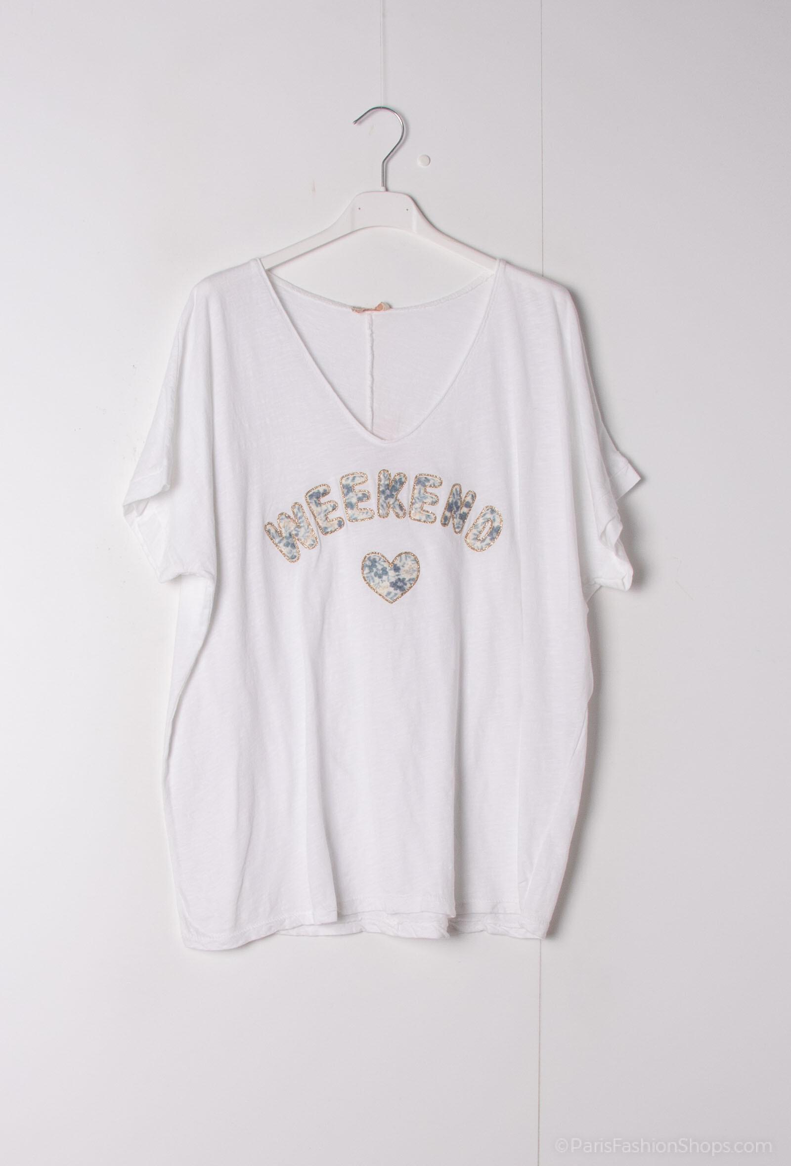 Wholesaler Mylee - Weekend T-shirt with glitter printed flower printed