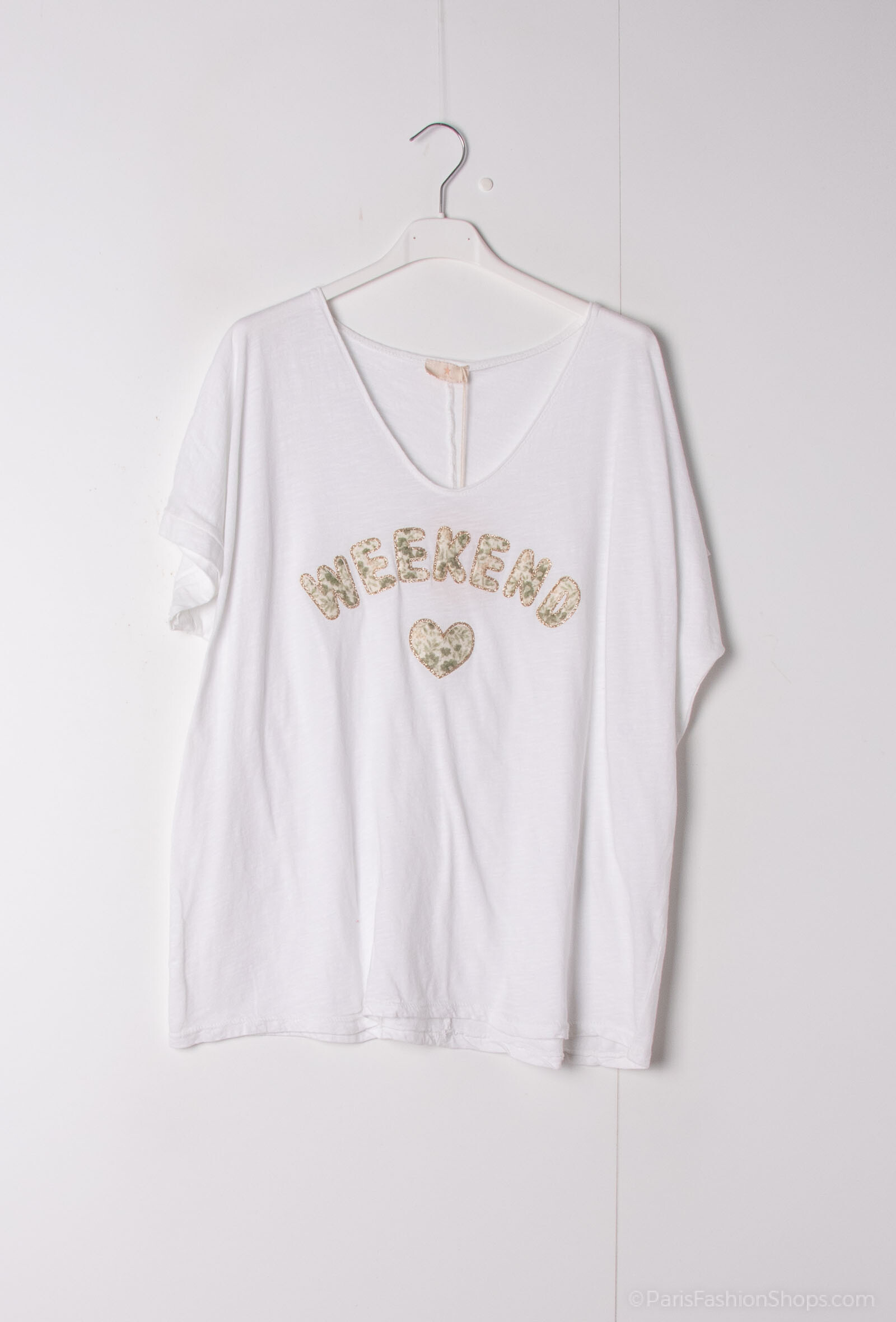 Großhändler Mylee - Wochenend-T-Shirt mit glitzer bedrucktem Blume gedruckt