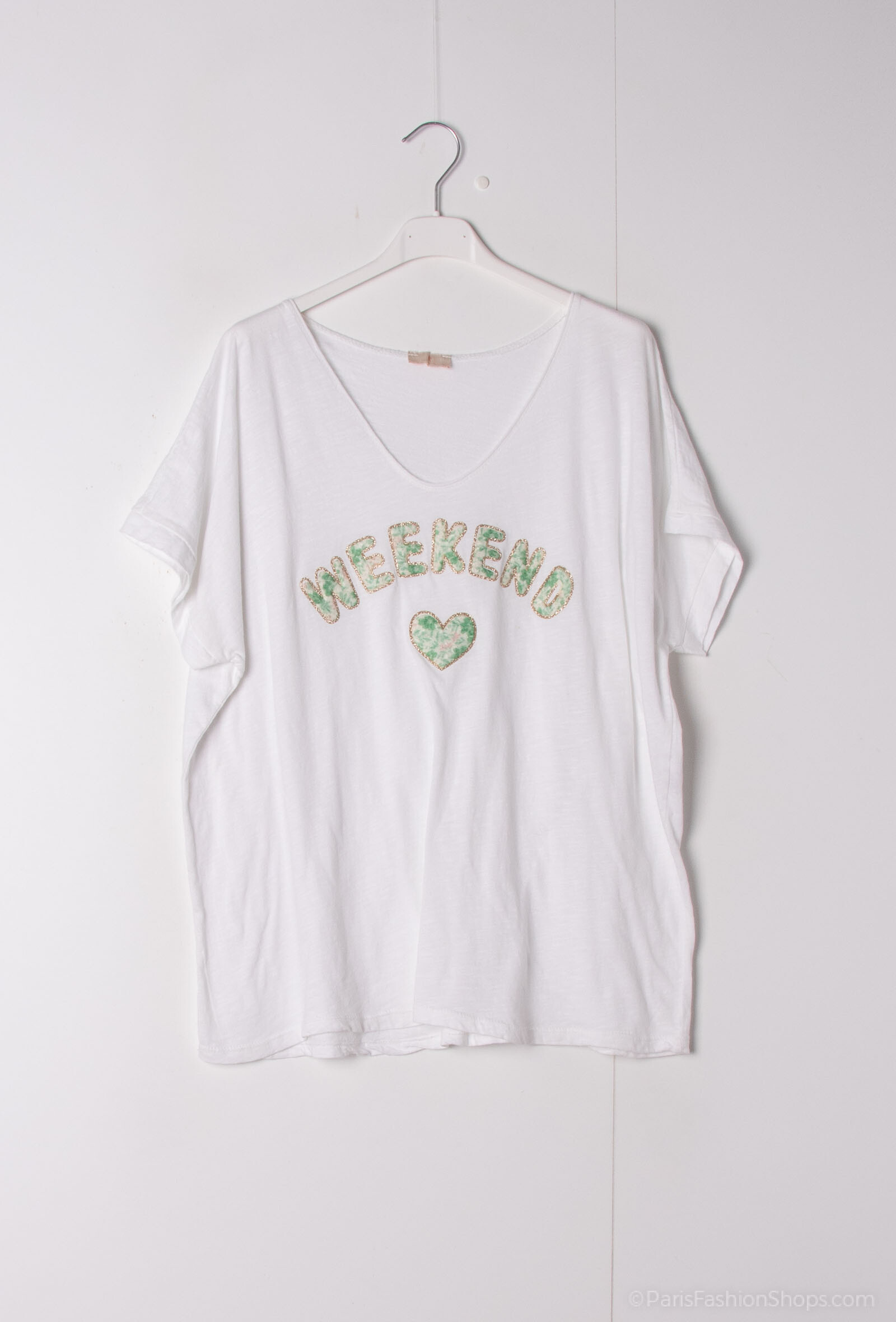 Grossiste Mylee - T-shirt "Weekend" Floral Paillettes
