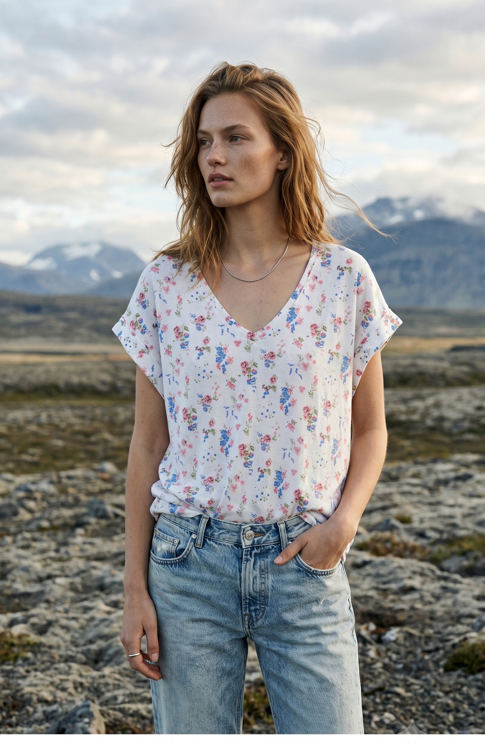 Grossista Mylee - T-shirt in cotone con stampa floreale