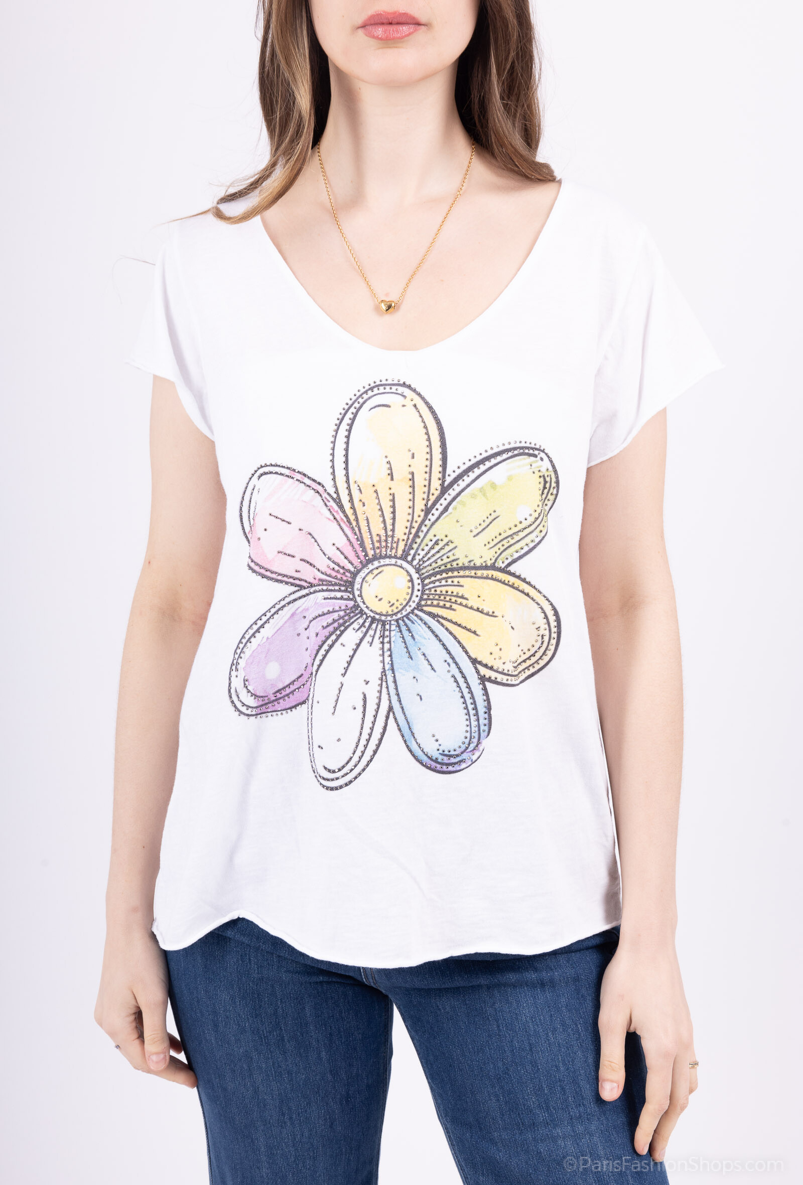 Wholesaler Mylee - Flower printed t-shirt with Strasse