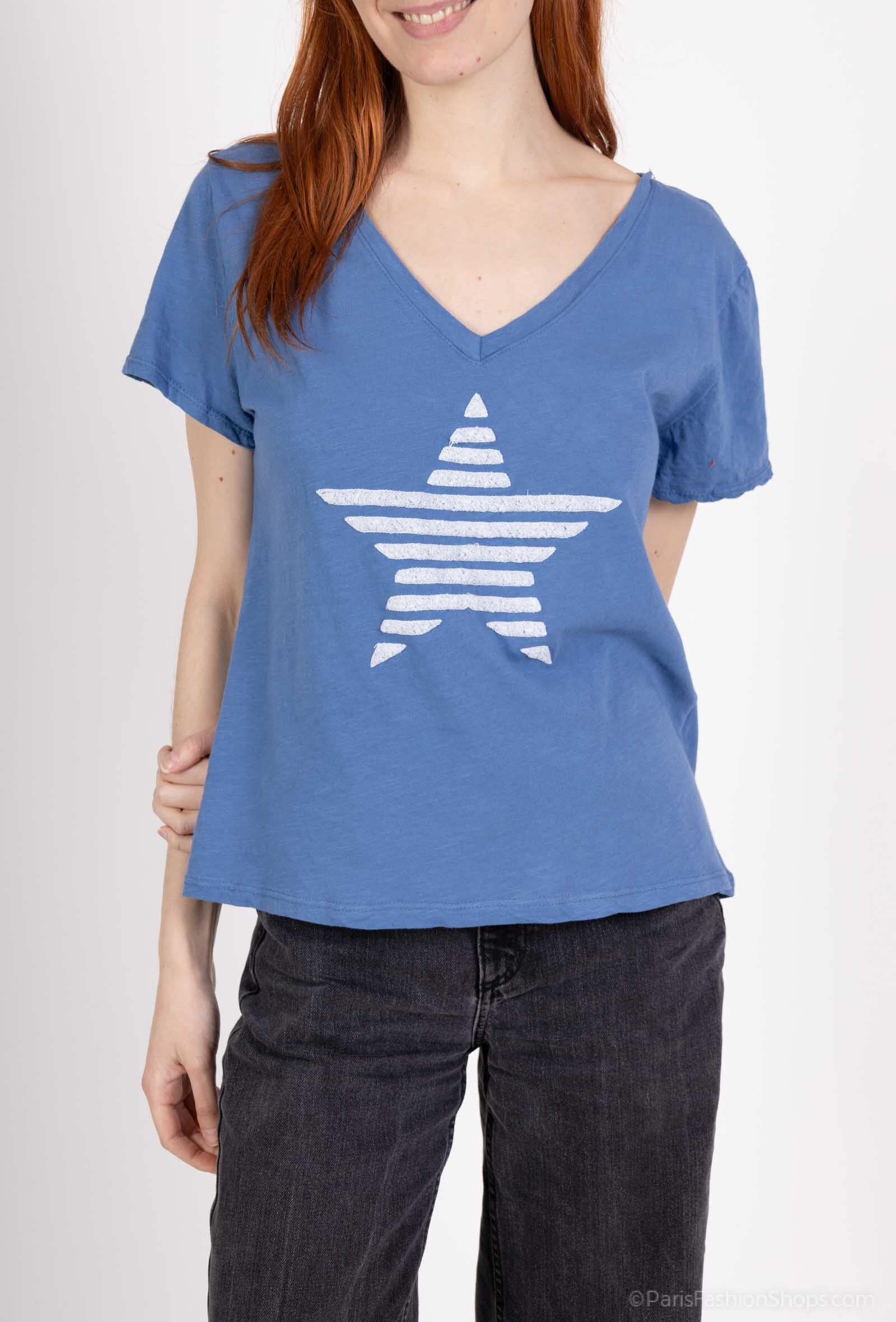 Wholesaler Mylee - Striped star embroidered t-shirt