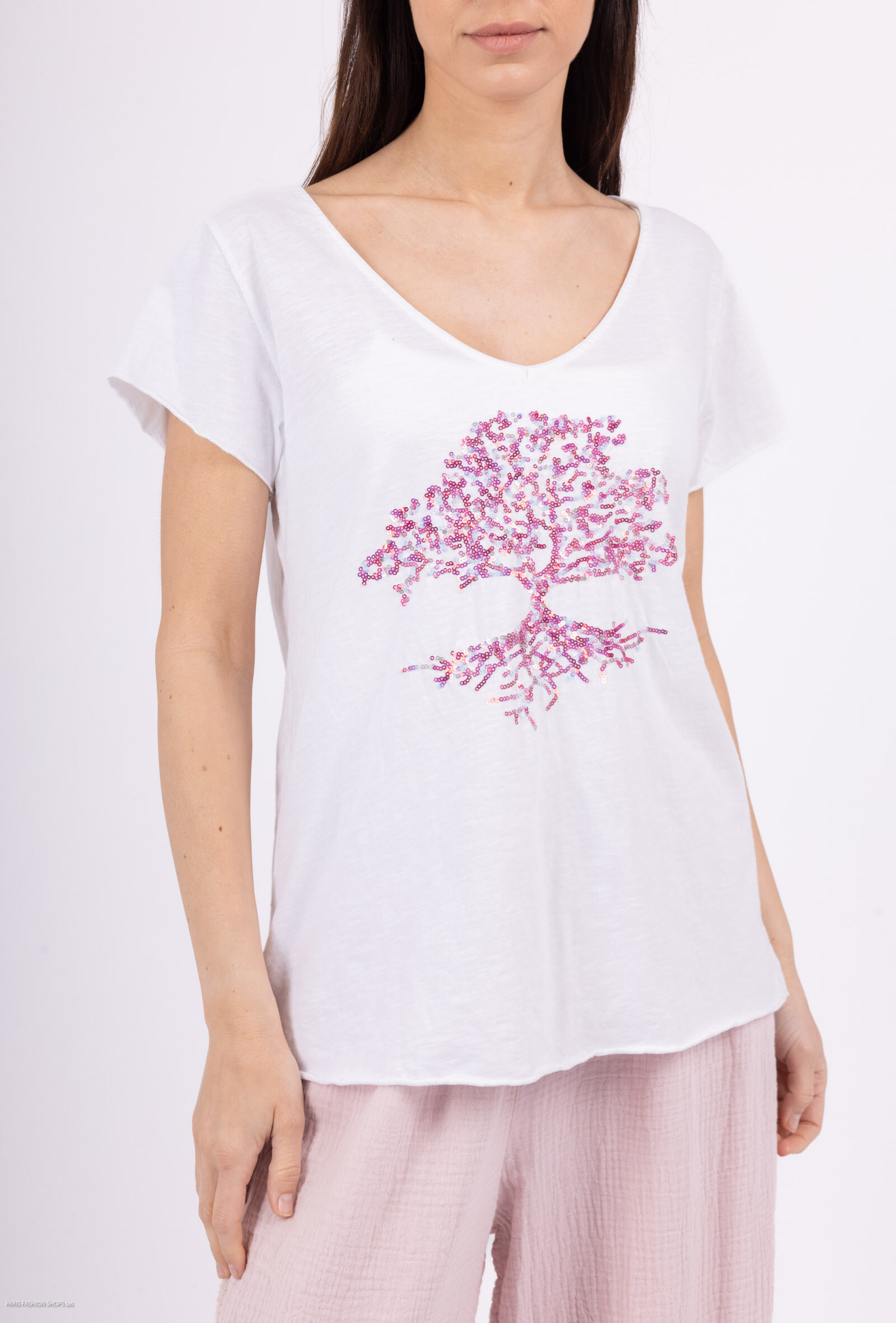 Wholesaler Mylee - T-shirt embroidered with glitter tree