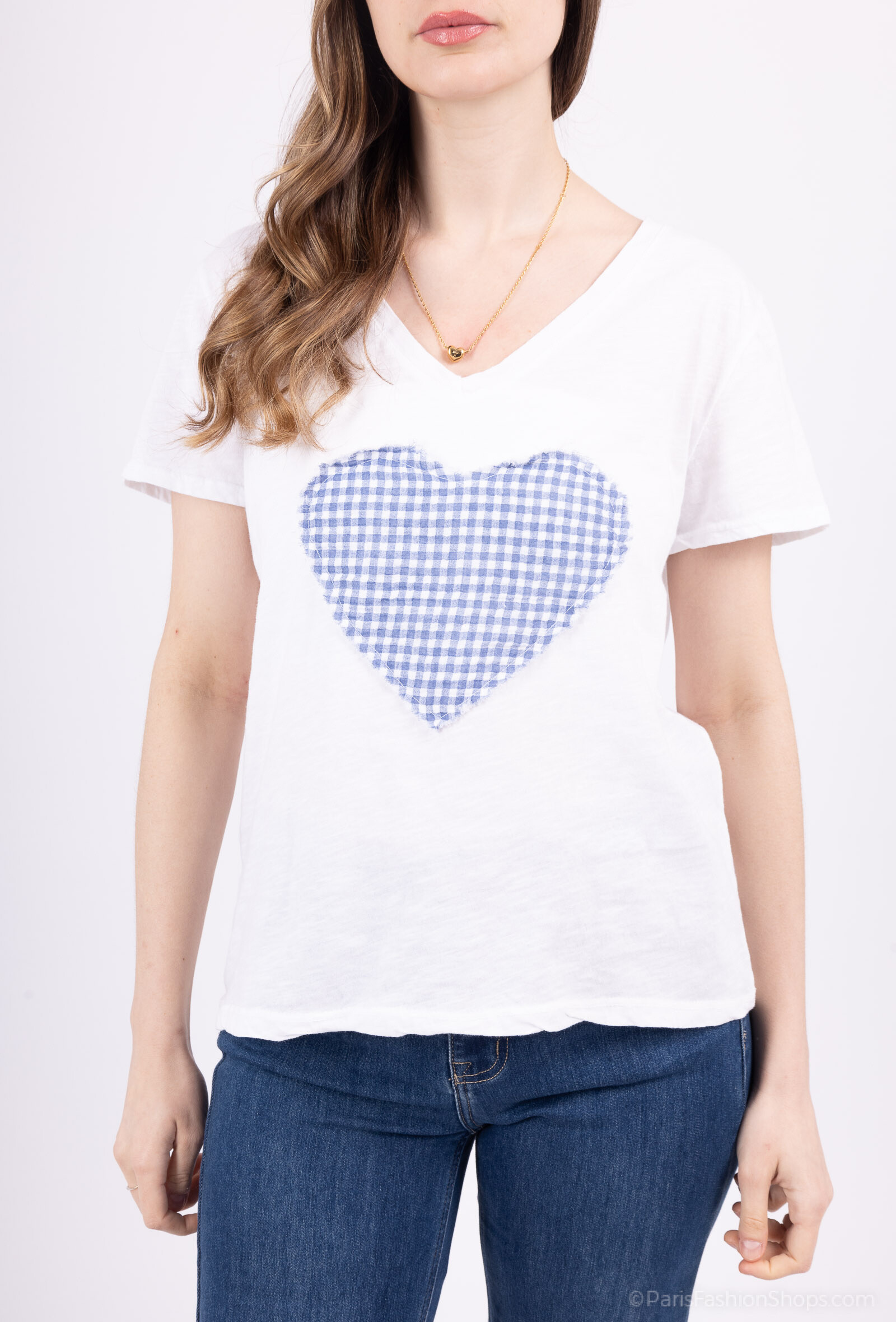 Wholesaler Mylee - Patchwork T-shirt at heart in Vichy