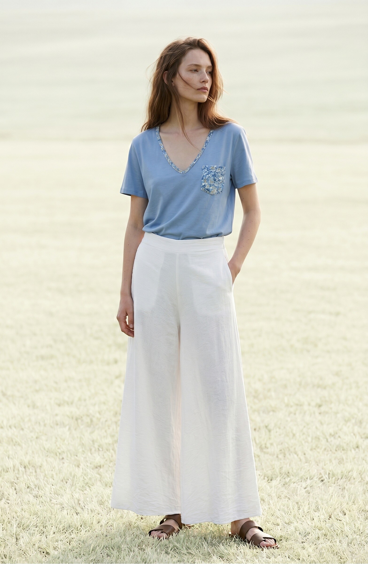 Grossista Mylee - T-shirt con tasca con stampa Liberty