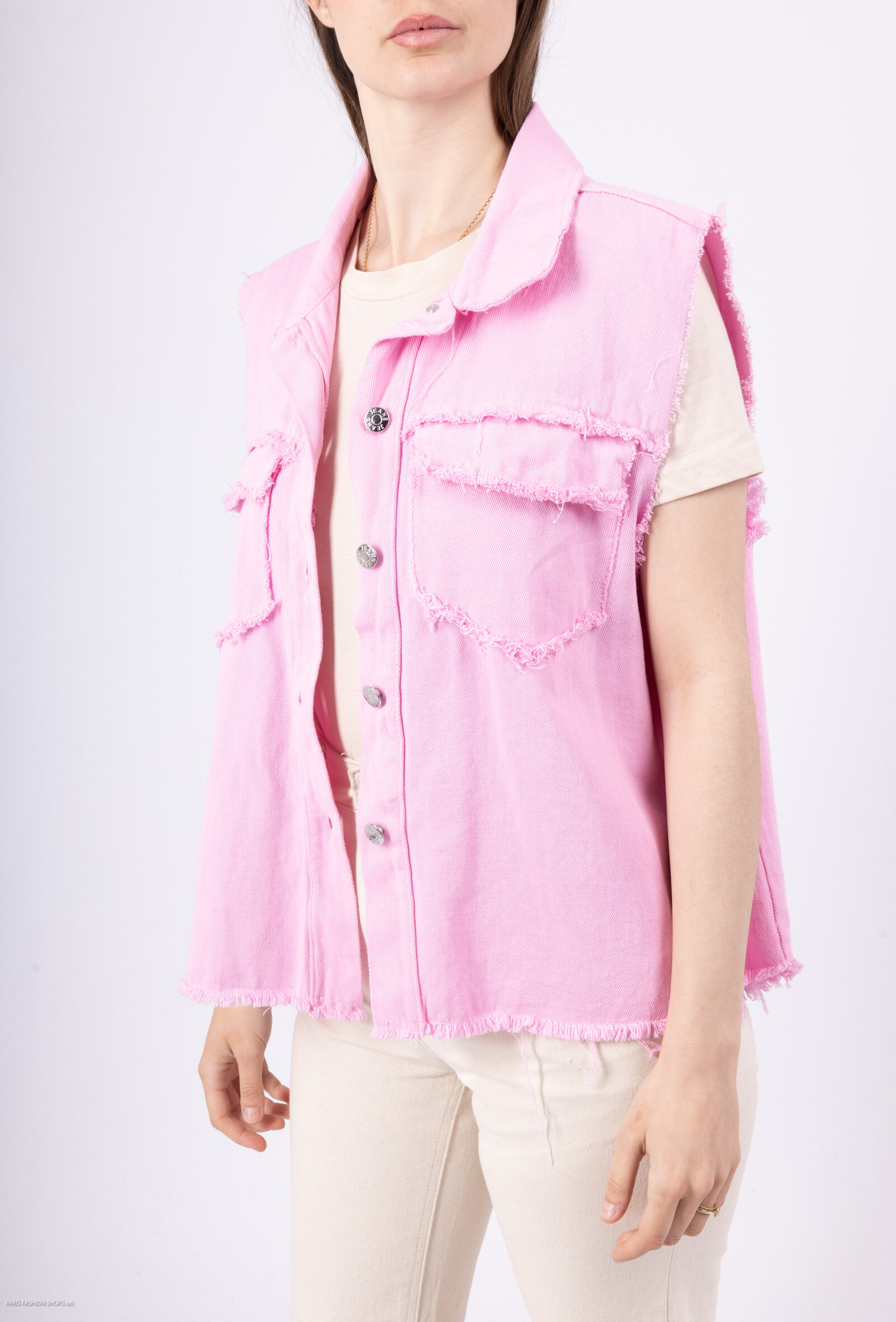 Grossiste Mylee - Gilet Denim Effet Déchiré