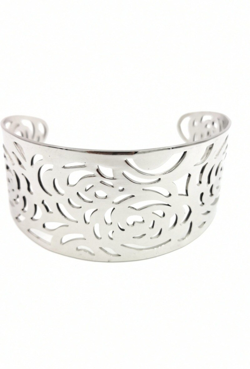 Grossiste MYLENE ET FELIX - Bracelet acier jonc motif rose