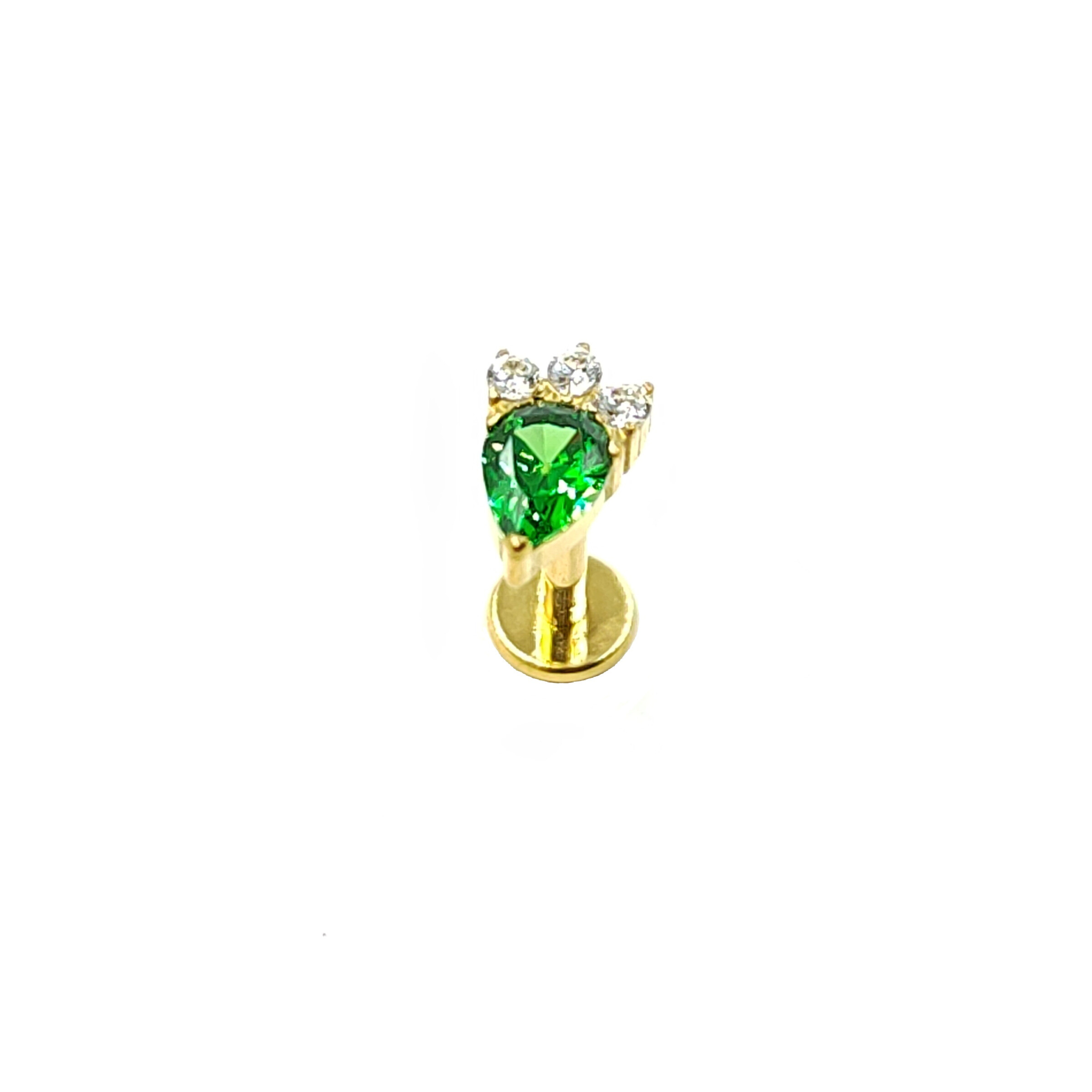 Grossiste MYLENE ET FELIX - Piercing titane avec zircon vert