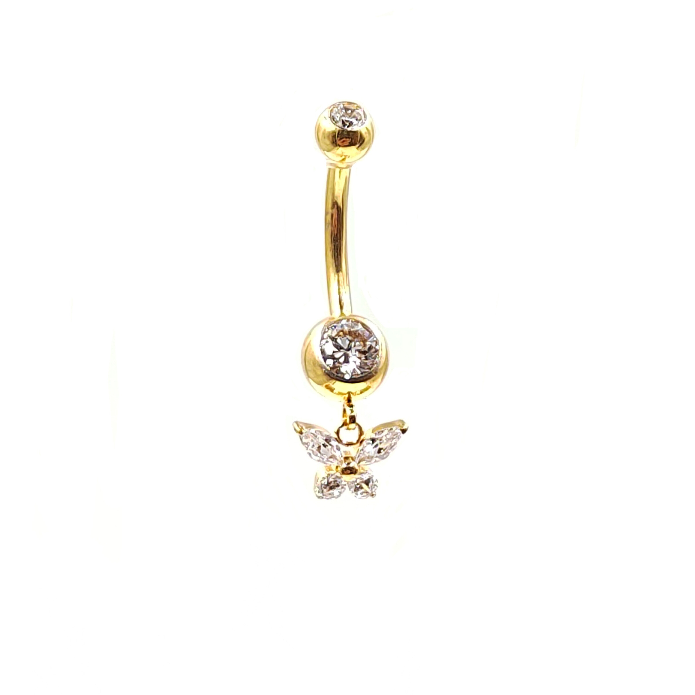 Grossiste MYLENE ET FELIX - Piercing titane nombril papillon pendant