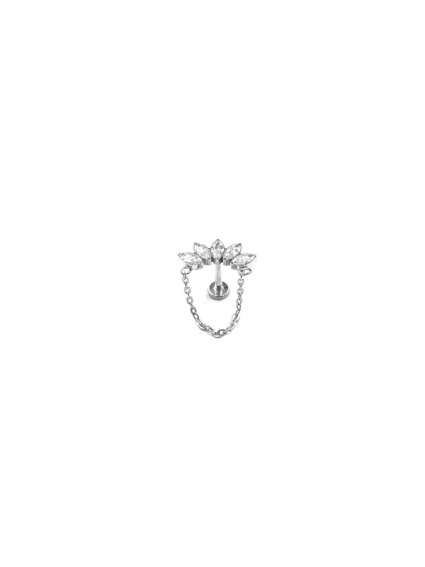Wholesaler MYLENE ET FELIX - Titanium piercing crown of petals with chain