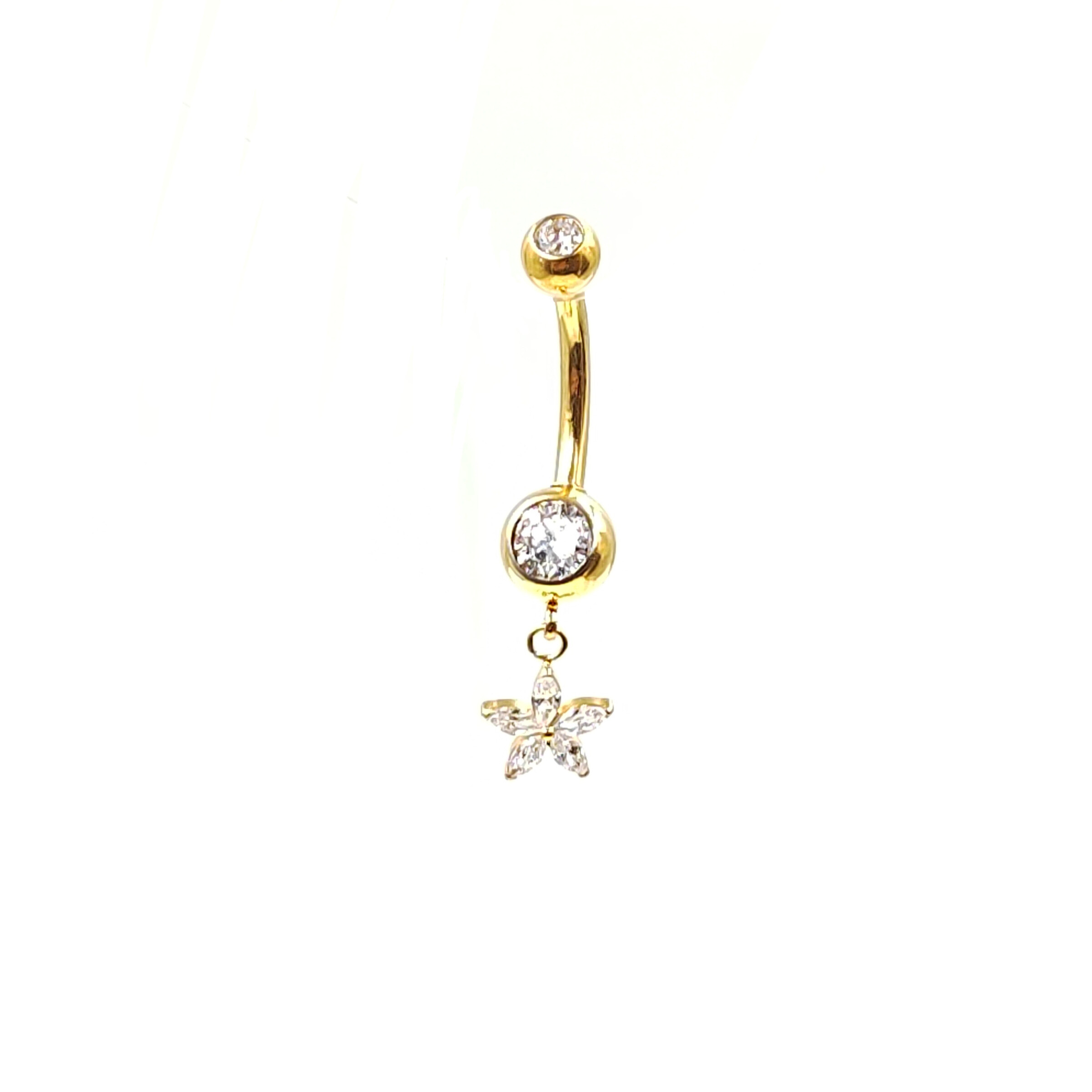 Grossiste MYLENE ET FELIX - Piercing titane nombril fleur pendant