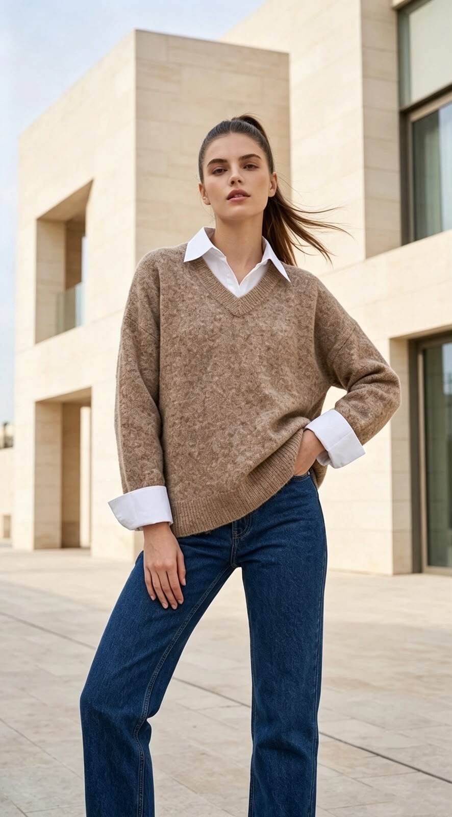 Grossiste MYRACLEX - Pull en laine en col V, doux et élégant.